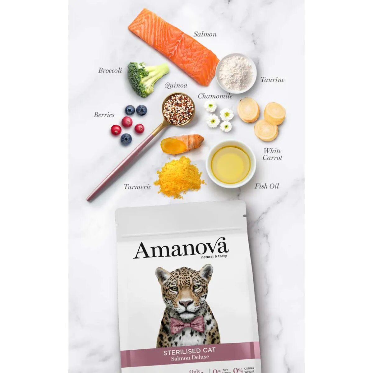 AMANOVA Sterilised Somon hrană uscată monoproteică pisici sterilizate 6kg