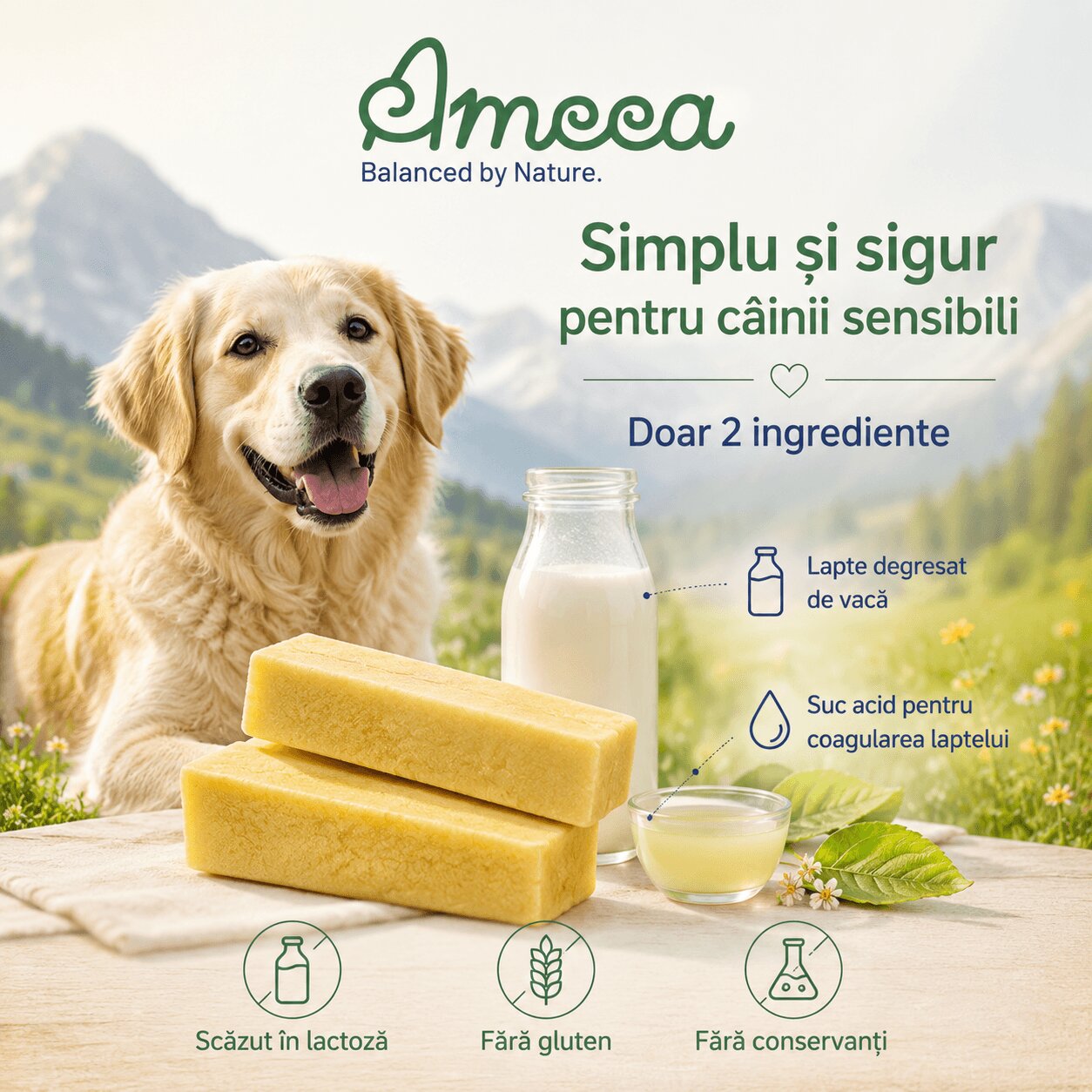 AMEEA Cheese Bar Himalayan Receipe Large L Brânză recompense fără cereale câini 100g