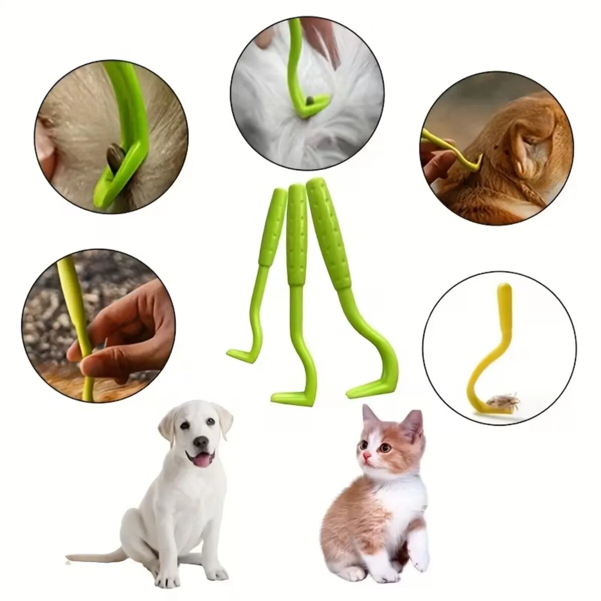 AMEEA Pet Tick Trap Set accesoriu antiparazitar câini și pisici XS-XL dispozitiv extracție capușe verde 3buc Pet Tick Trap Set accesoriu antiparazitar câini și pisici XS-XL dispozitiv extracție capușe verde 3buc