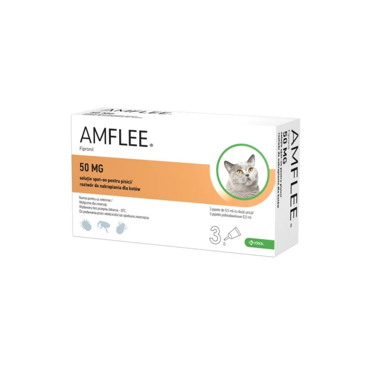 Amflee Cat spot-on soluție antiparazitară pisici 3 pipete