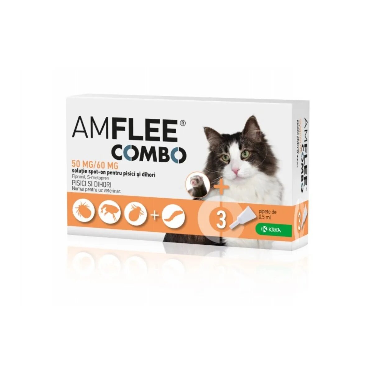 Amflee Combo Cat spot-on soluție antiparazitară pisici si dihori 3 pipete