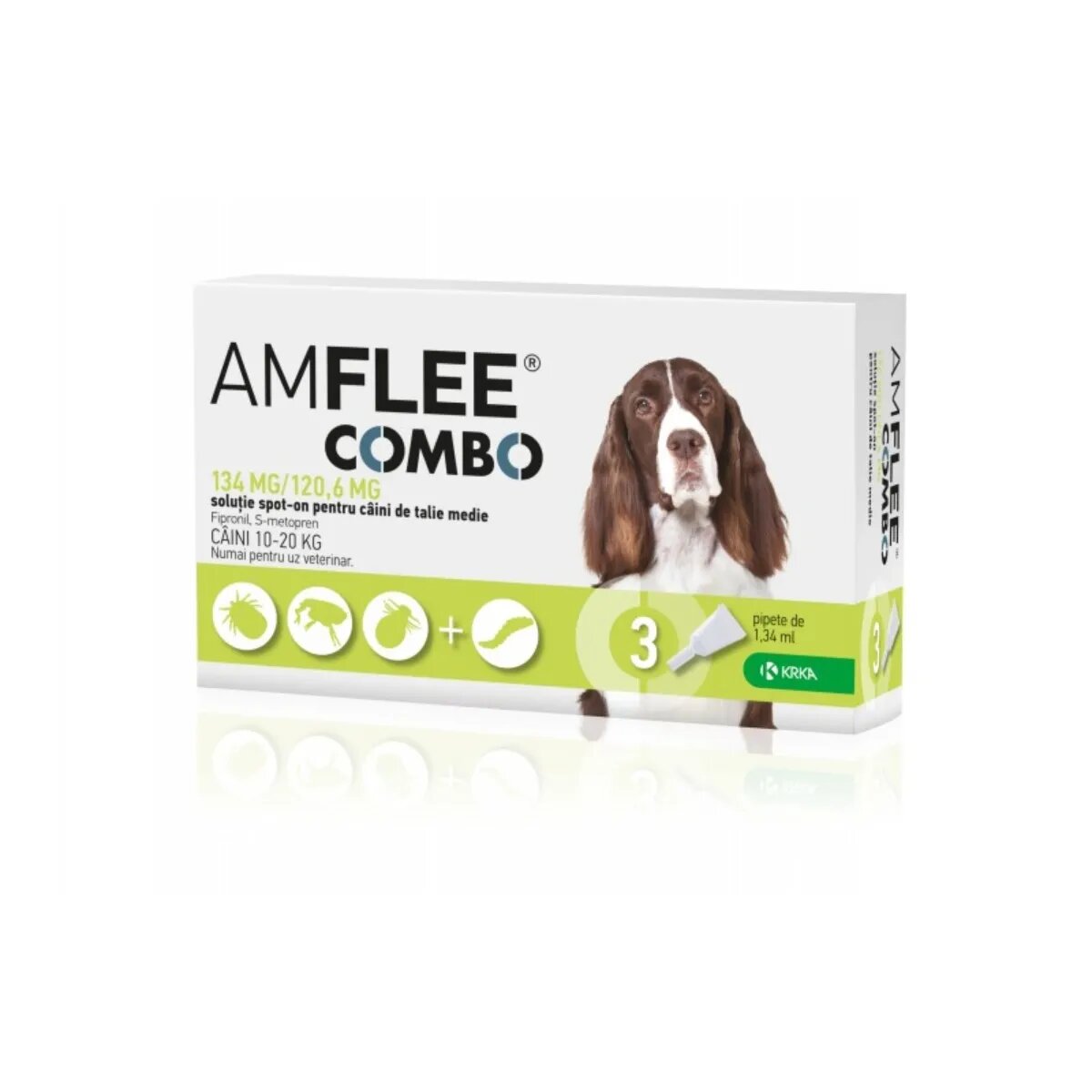 Amflee Combo Dog spot-on soluție antiparazitară câini 3 pipete Combo Dog spot-on soluție antiparazitară câini 10-20 kg 3 pipete