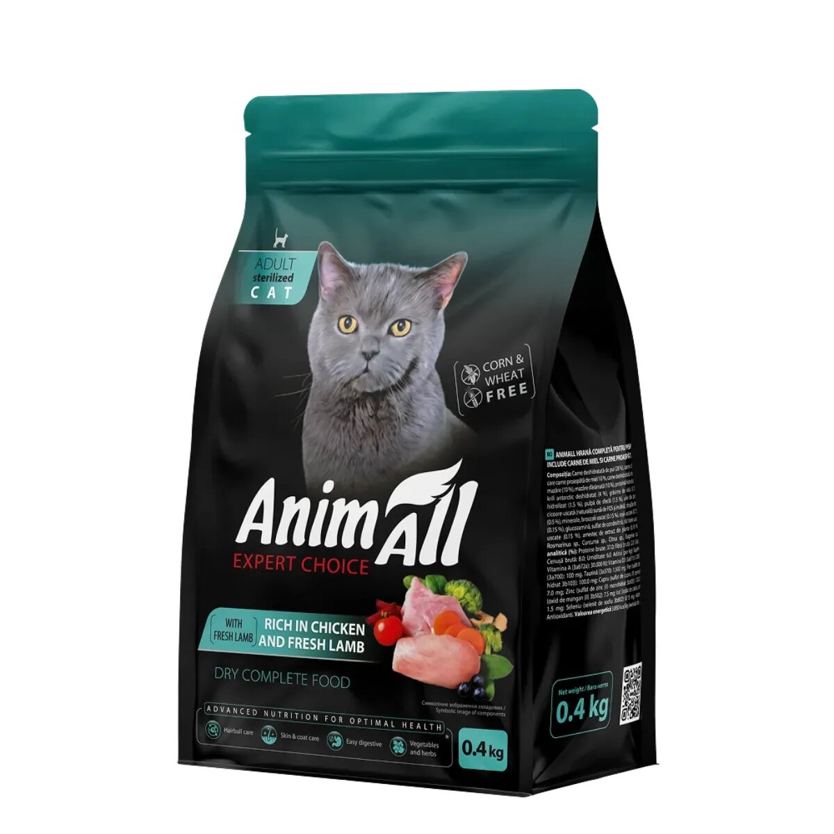 ANIMALL Adult Sterilised Miel și Pui hrană uscată pisici sterilizate 12kg