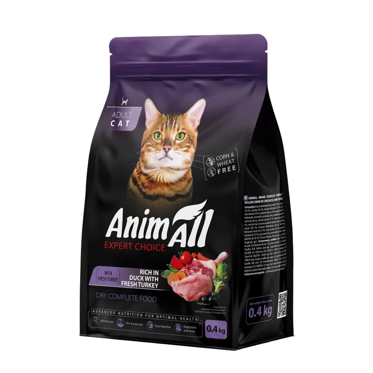 ANIMALL Curcan și Rață hrană uscată pisici 400g