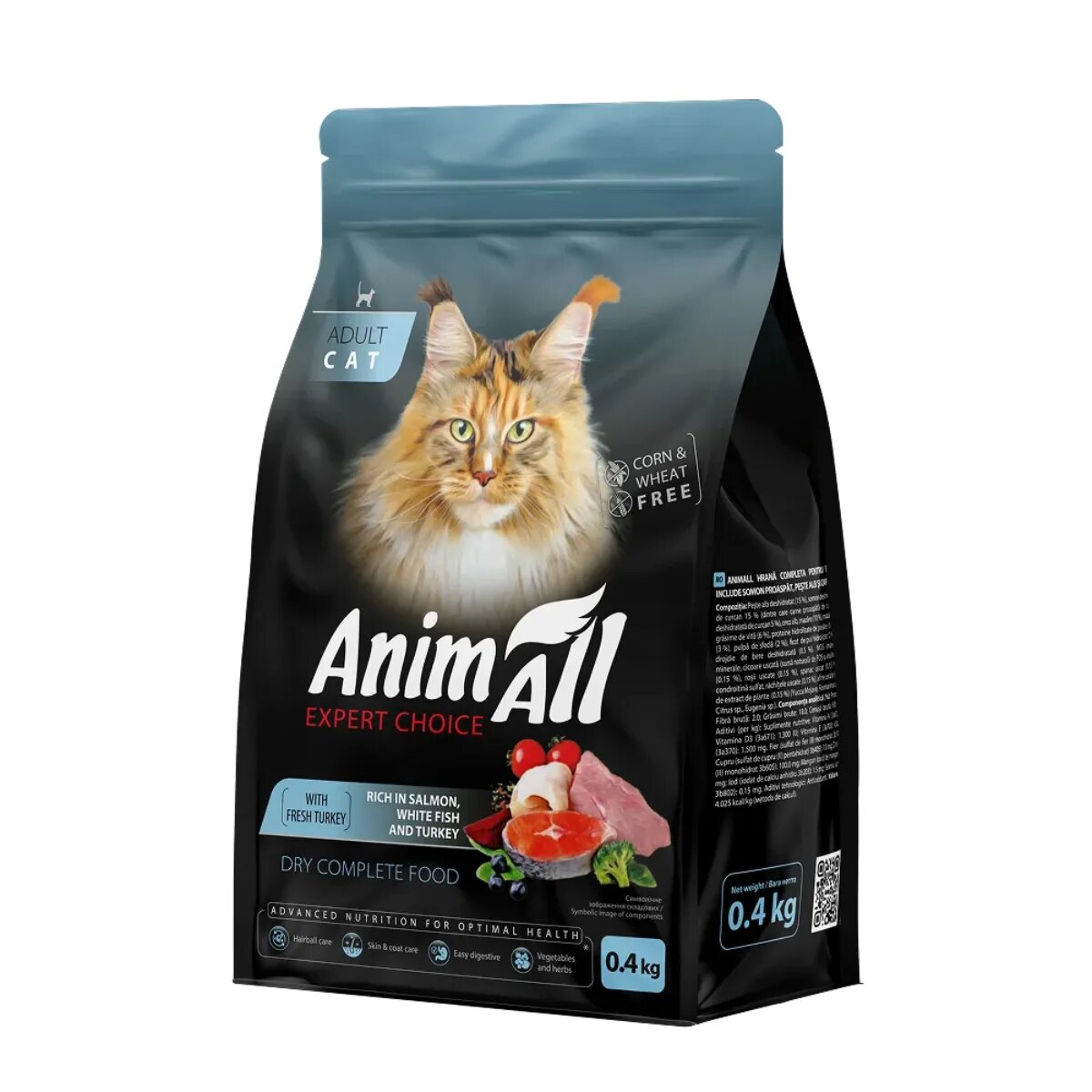 ANIMALL Somon și Curcan hrană uscată pisici 1.5kg