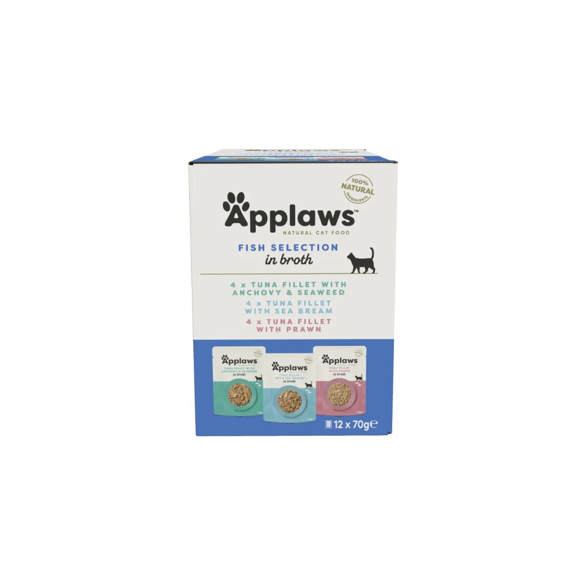 Applaws Fish Selection Pește plic hrană umedă pisici (în supă) multipack 70g x12buc