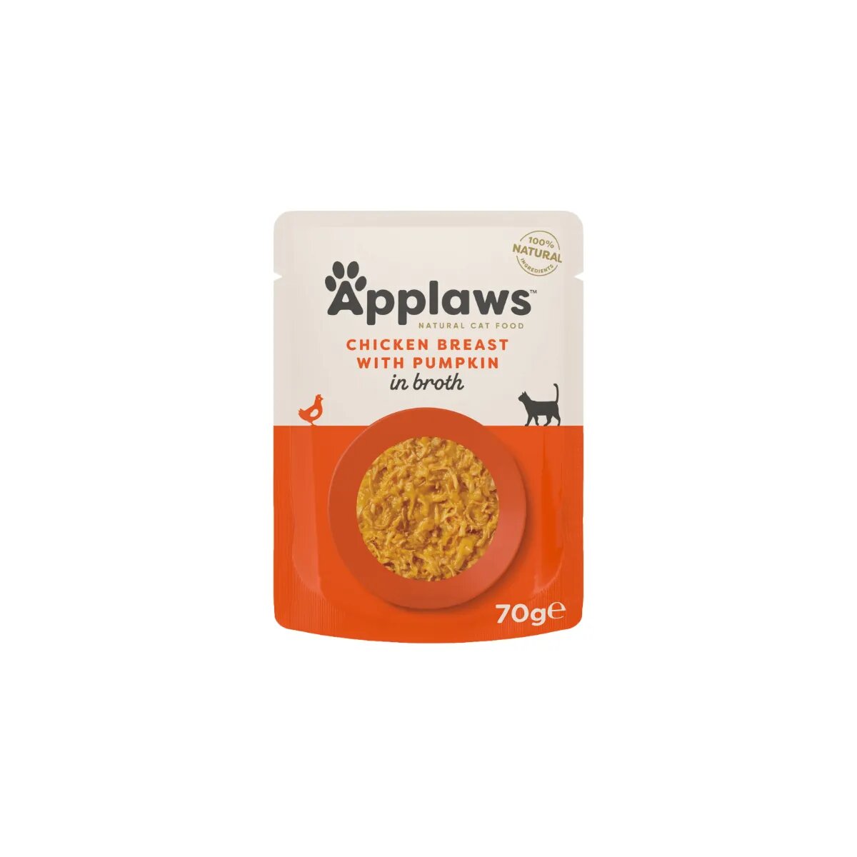 Applaws Piept Pui și dovleac plic hrană umedă pisici (în supă) 70g Piept Pui și dovleac plic hrană umedă pisici (în supă) bax 70g x 12buc