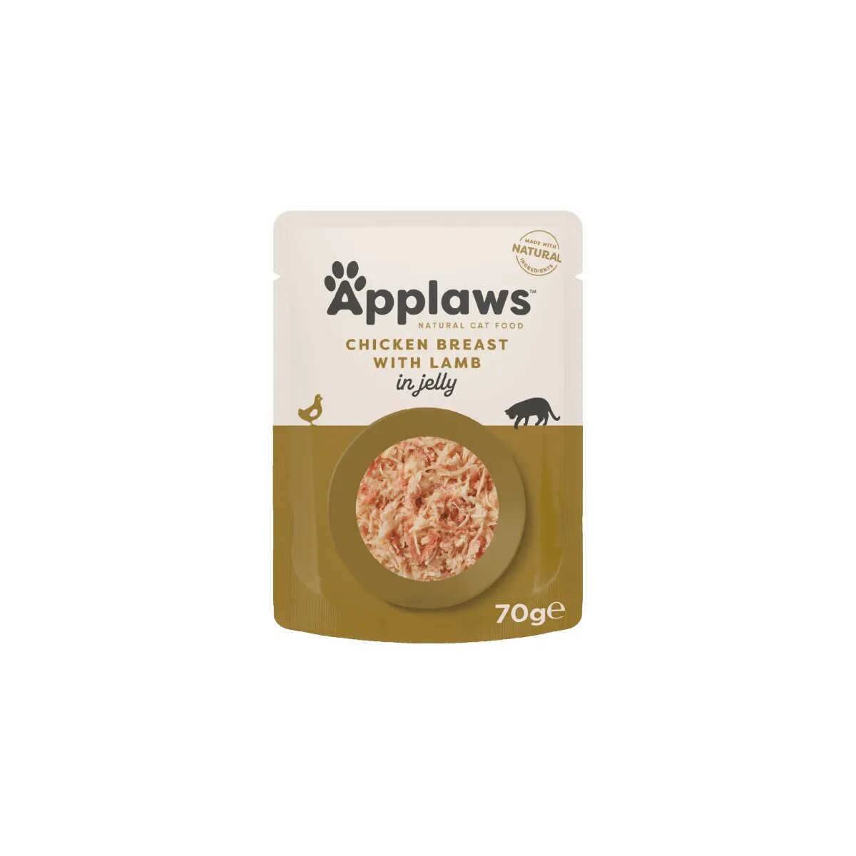 Applaws Piept Pui și Miel plic hrană umedă pisici (în aspic) 70g Piept Pui și Miel plic hrană umedă pisici (în aspic) bax 70g x 16buc
