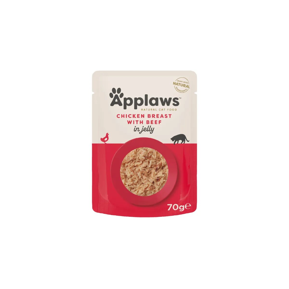 Applaws Piept Pui și Vită plic hrană umedă pisici (în aspic) 70g Piept Pui și Vită plic hrană umedă pisici (în aspic) bax 70g x 16buc