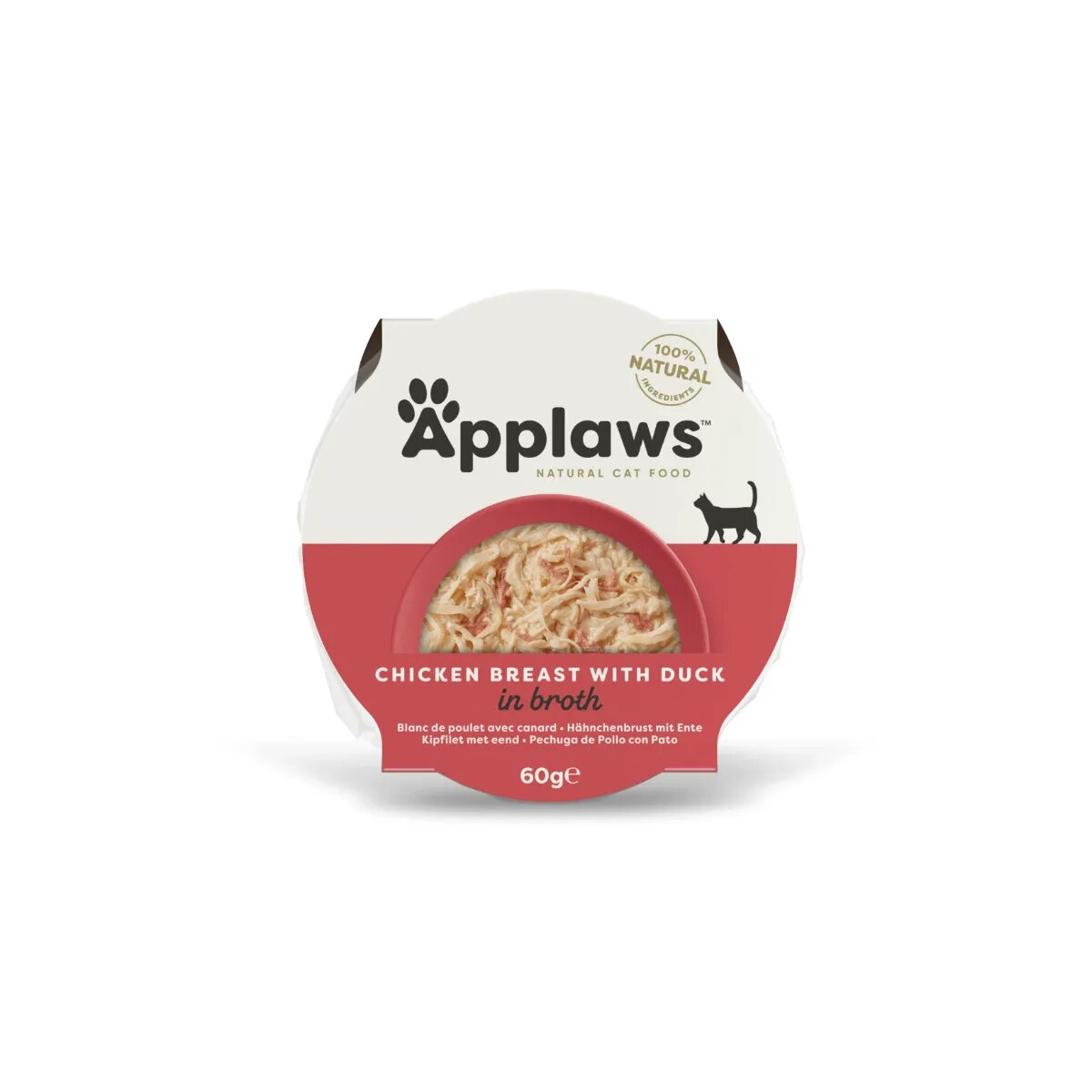 Applaws Pui și Rață bol hrană umedă pisici (în supă) 60g Pui și Rață bol hrană umedă pisici (în supă) bax 60g x10buc