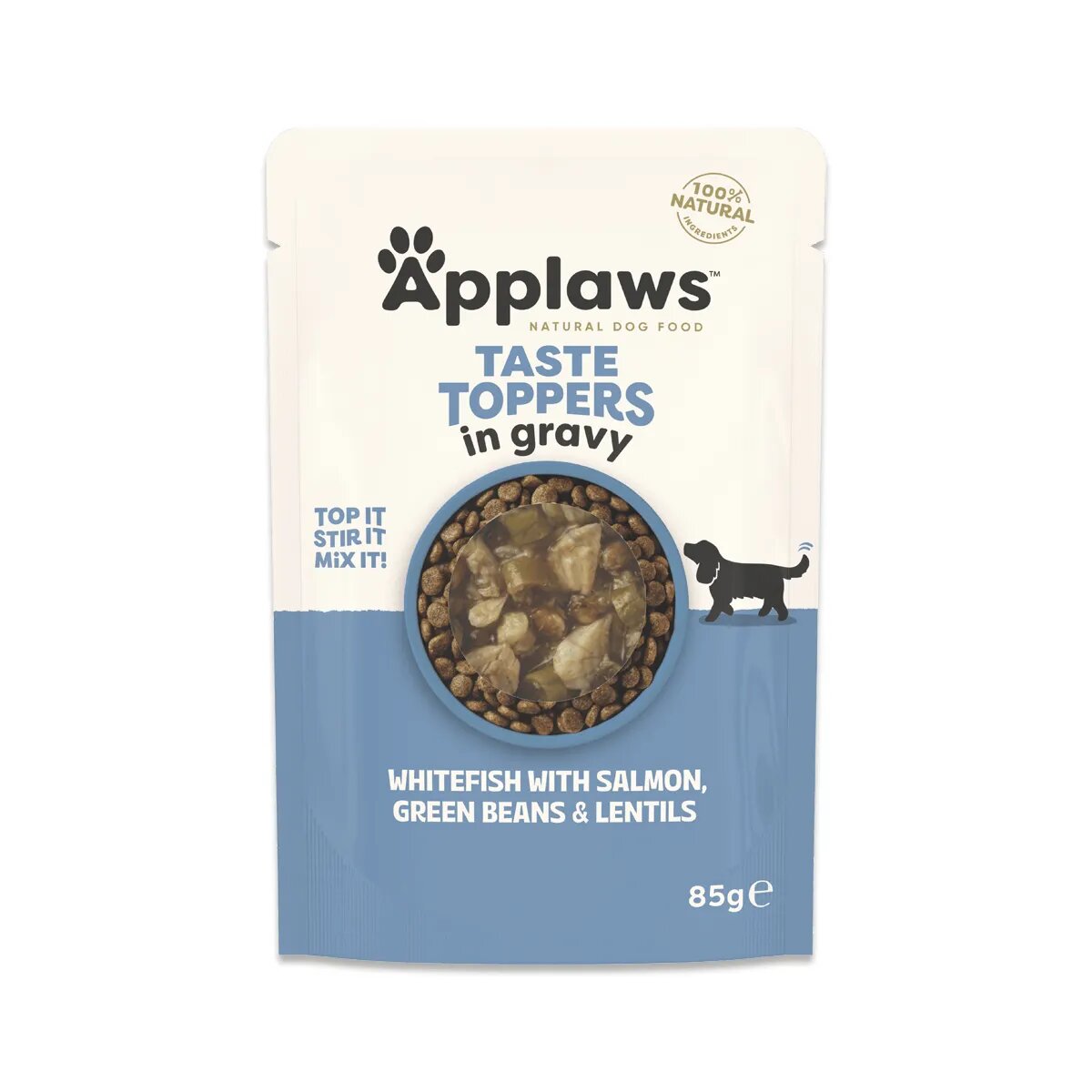 Applaws Taste Toppers XS-XL Pește alb și Somon plic hrană umedă fără cereale câini (în sos) 85g