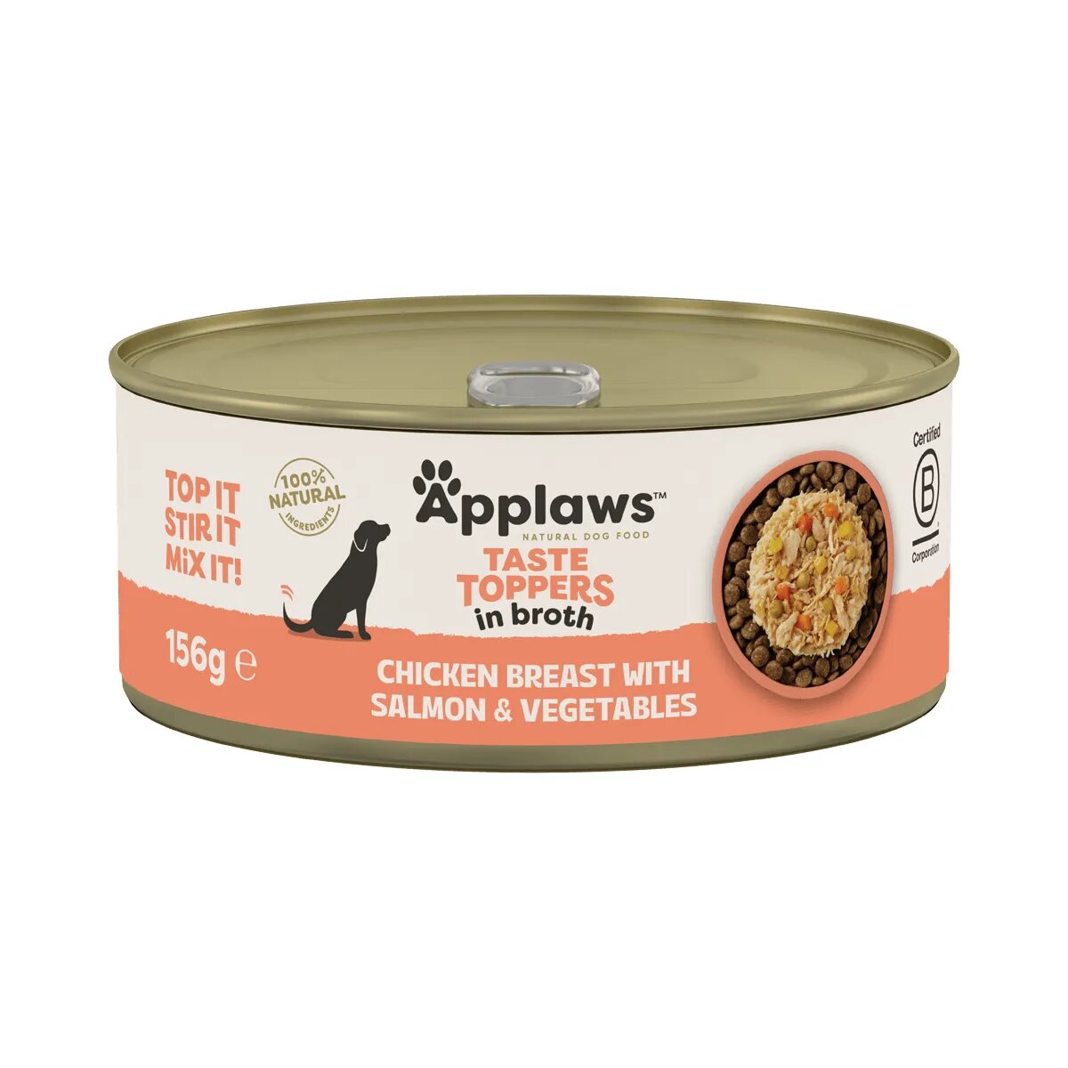 Applaws Taste Toppers XS-XL Pui și Somon conservă hrană umedă câini (în supă) 156g
