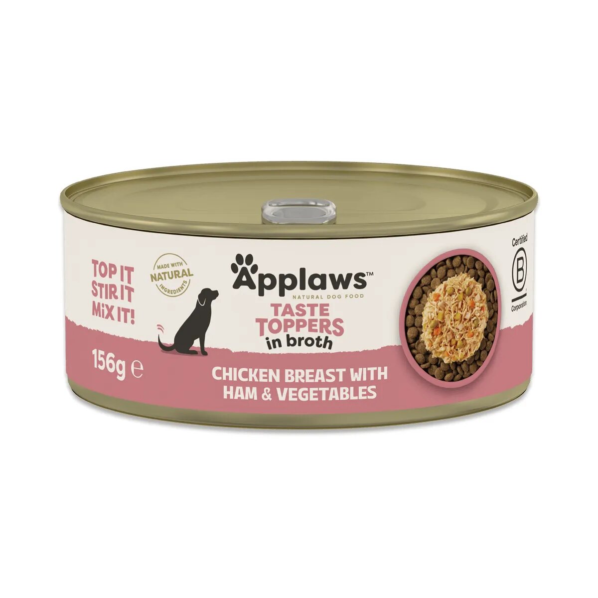 Applaws Taste Toppers XS-XL Pui și Șuncă conservă hrană umedă câini (în supă) 156g