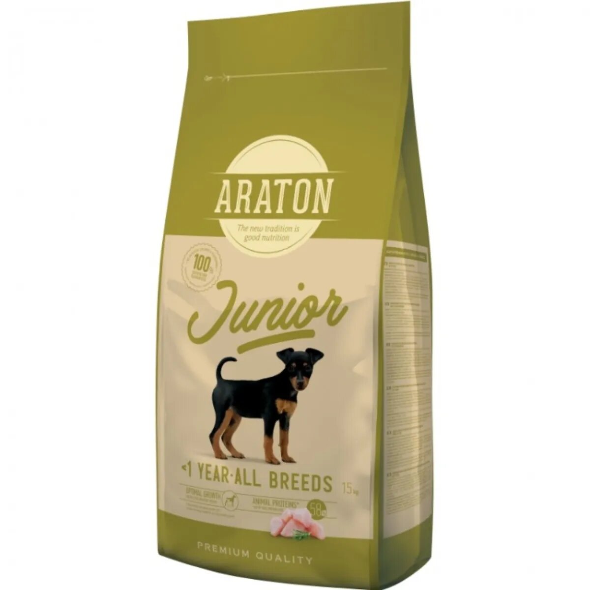 ARATON Junior XS-XL Pasăre hrană uscată câini junior 15kg