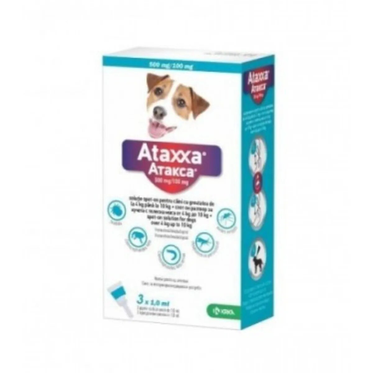 Ataxxa deparazitare externă câini pipetă repelentă 100 deparazitare externă câini pipetă repelentă S(4 - 10kg) 3buc