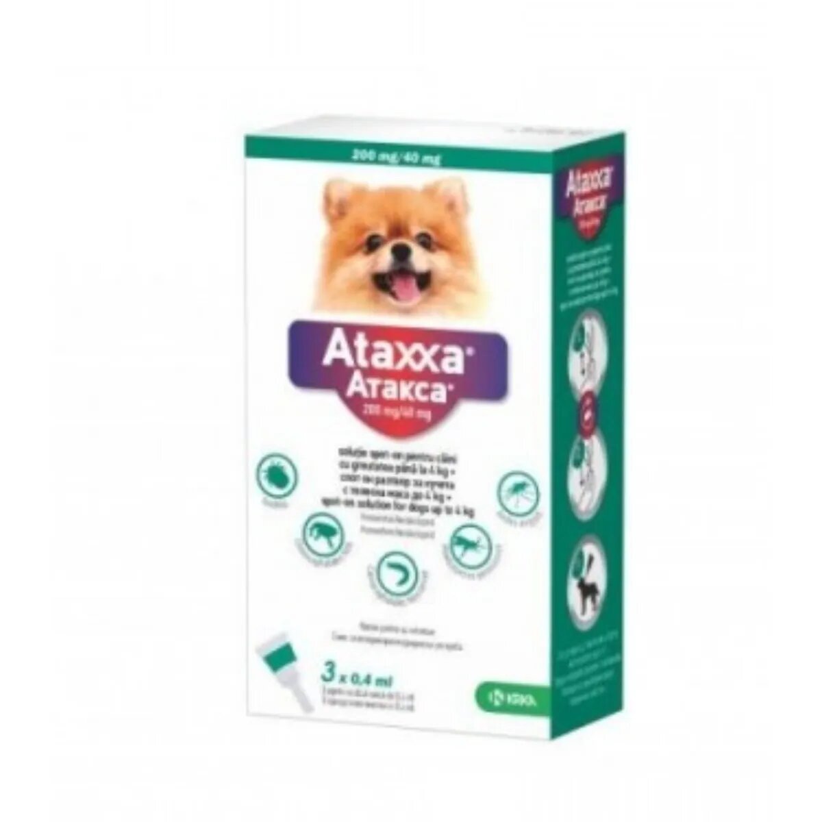 Ataxxa deparazitare externă câini pipetă repelentă 40 deparazitare externă câini pipetă repelentă XS(< 4kg) 3buc