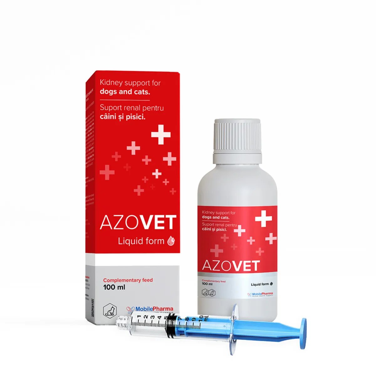 AZOVET Liquid Suport Renal supliment sistem renal câini și pisici suspensie orală Liquid Suport Renal XS-XL supliment sistem renal câini și pisici flacon cu aplicator 100ml suspensie orală