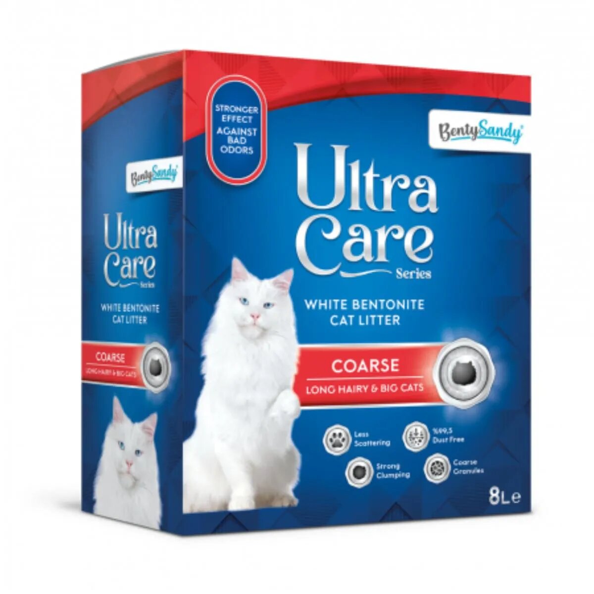 BENTY SANDY Ultra Care Coarse for Long Hair Fresh așternut igienic pisici granule bentonită aglomerant neutralizare mirosuri 8l
