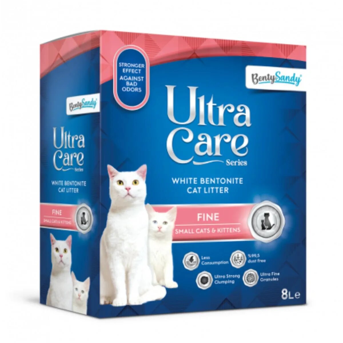 BENTY SANDY Ultra Care Fine Floral așternut igienic pisici granule bentonită aglomerant neutralizare mirosuri 8l
