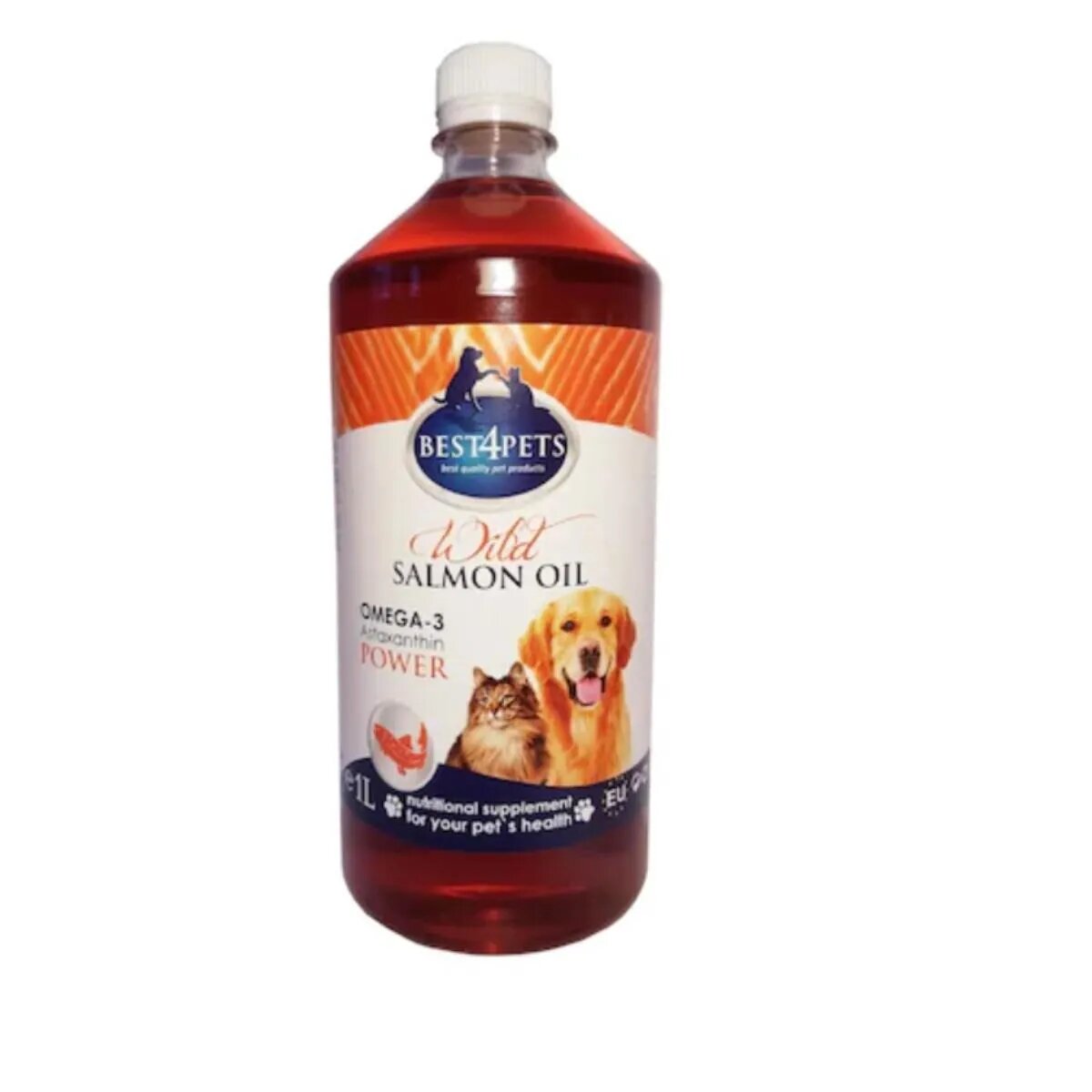 BEST4PETS Ulei de Somon Salbatic XS-XL câini și pisici piele & blană sistem cardio-vascular 1l