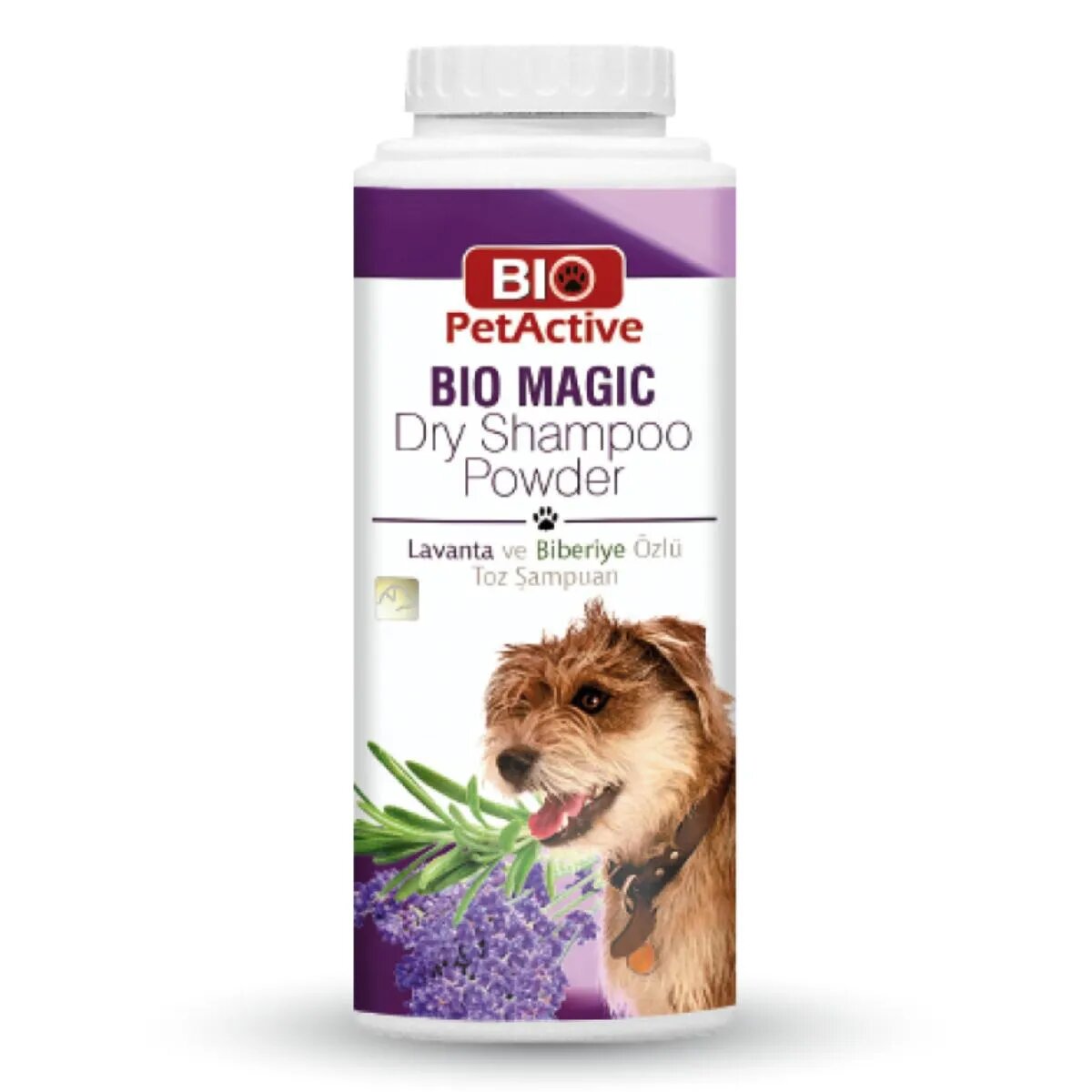 Bio Petactive Bio Magic șampon pudră câini fără clătire Lavanda flacon 150g