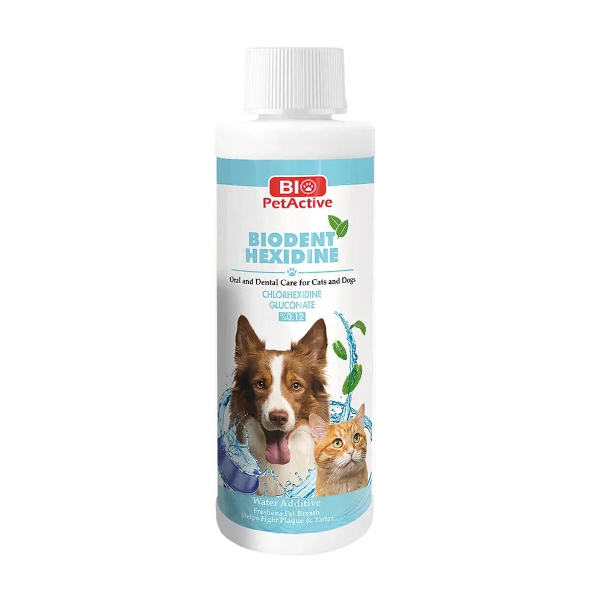 Bio Petactive Biodent Hexidine apă de gură soluție câini antibacteriană împrospătarea respirației flacon sensibilități dentare 250ml