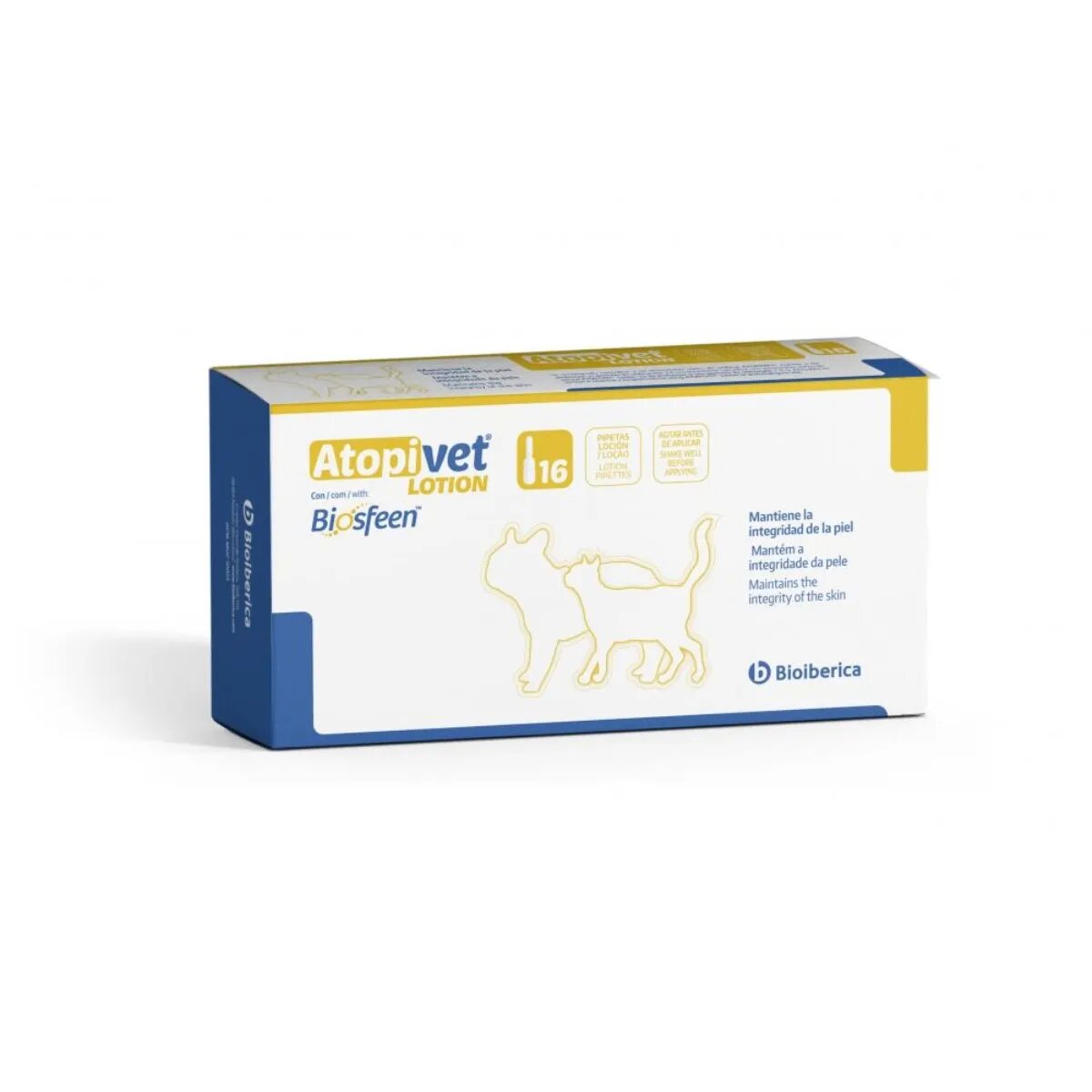 Bioiberica Atopi vet Spot-on XS-XL tratament adjuvant pipete câini și pisici piele sensibilă calmant cutie 16buc