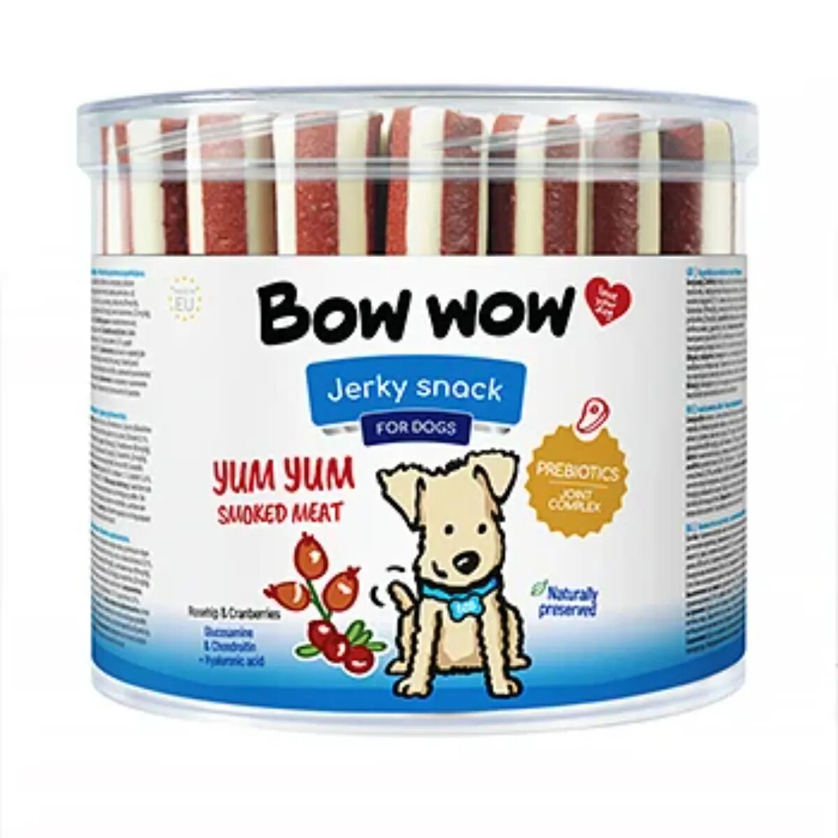 Bow Wow Jerky Snack Smoked Meat S-XL Carne găletușa recompense câini 35buc 1400g