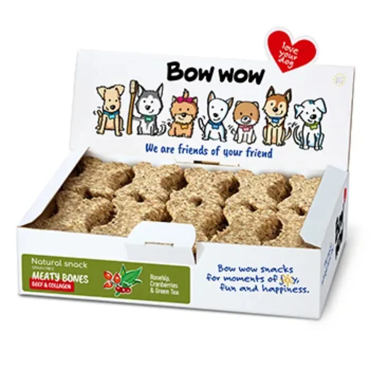 Bow Wow Os Collagen S-XL Vită cutie recompense fără cereale câini 30buc 720g