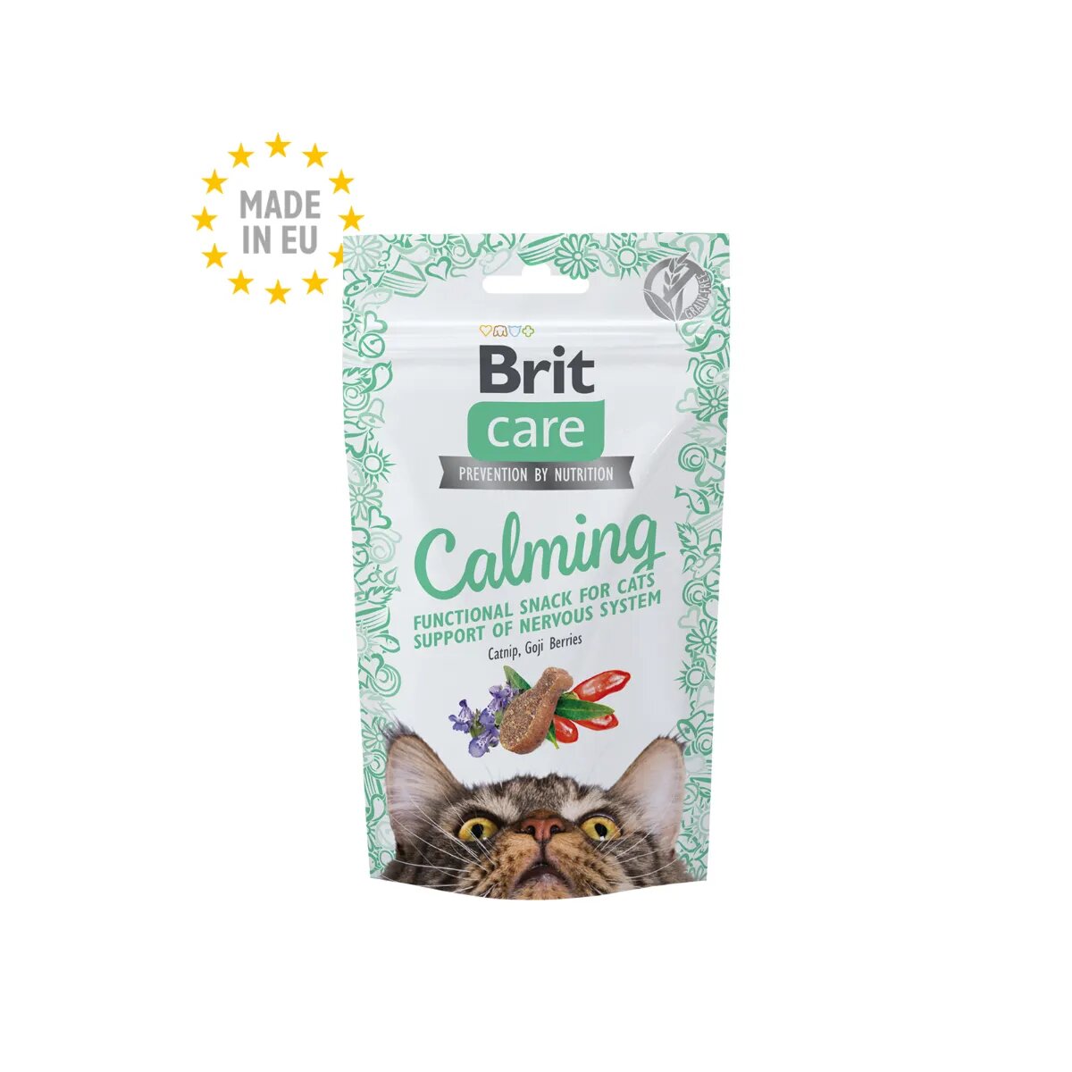 Brit Care Calming Pui și Goji punguță recompense funcționale pisici sistem nervos & calmante 50g