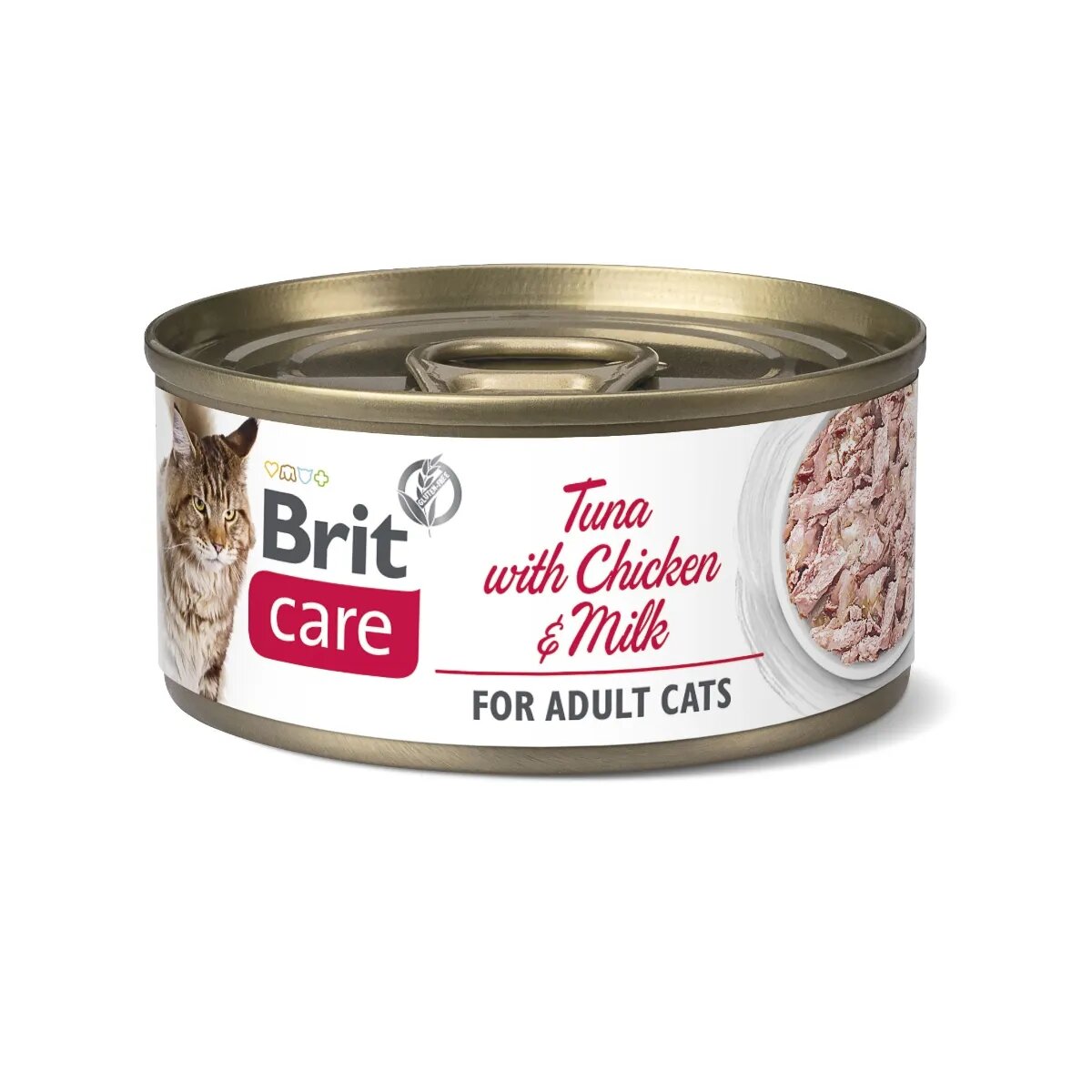 Brit Care Fillets Ton și Pui cu Lapte conservă hrană umedă conținut redus cereale pisici (în suc propriu) 70g