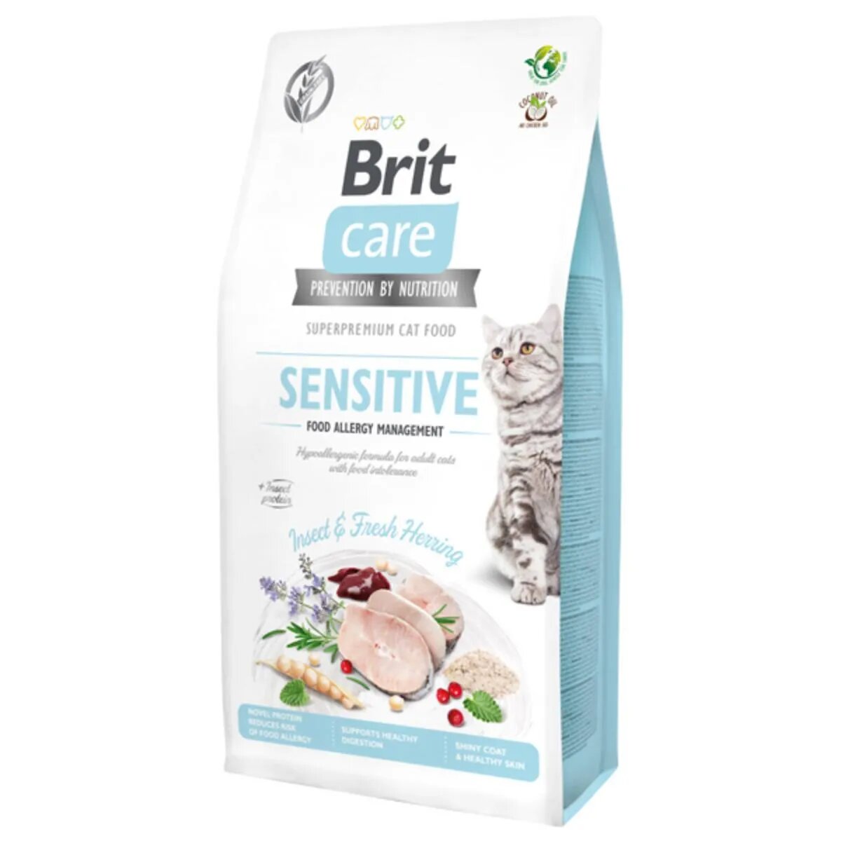 Brit Care Food Allergy Management Insecte și Hering hrană uscată fără cereale pisici alergii 7kg