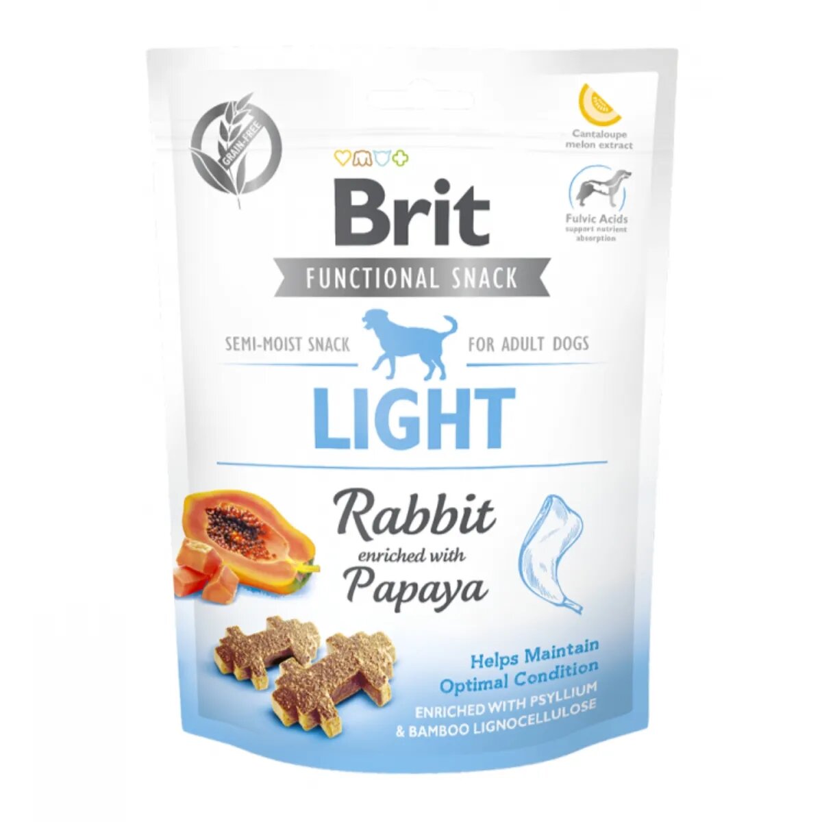 Brit Care Functional Snack Light Iepure cu Papaya recompense funționale fără cereale câini managemantul greutății 150g