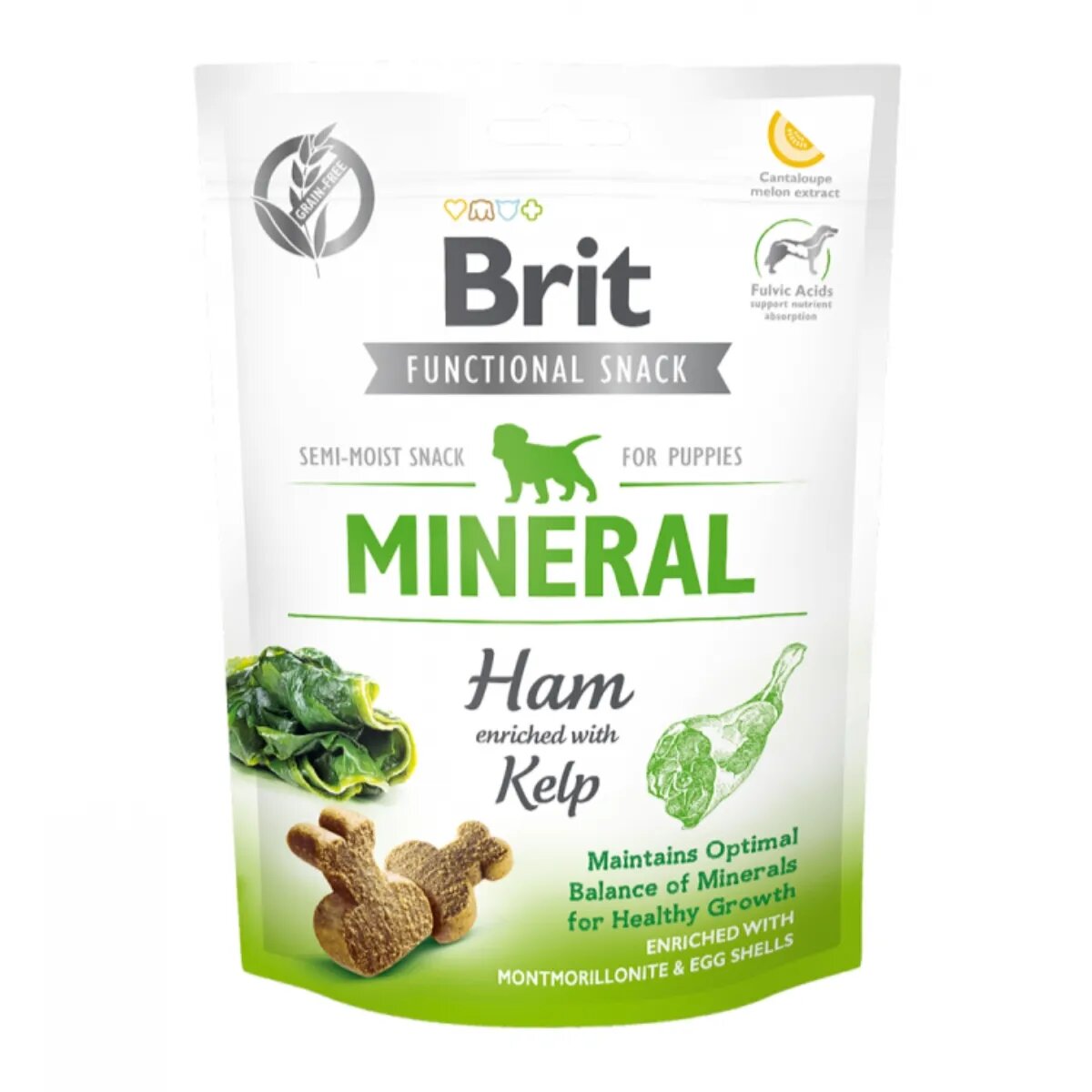 Brit Care Functional Snack Puppy Mineral Șuncă cu Kelp recompense funționale fără cereale câini junior minerale 150g