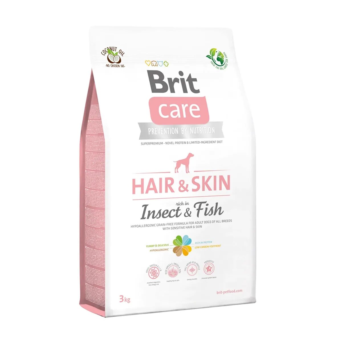 Brit Care Hair&Skin Adult S-XL Insecte și Pește hrană uscată fără cereale câini piele și blană 3kg