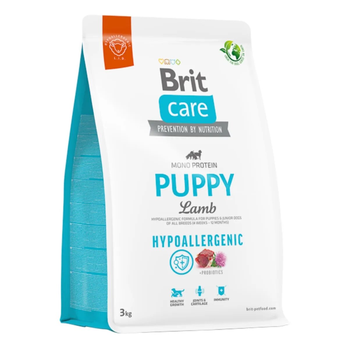 Brit Care Hypoallergenic XS-XL Miel hrană uscată monoproteică câini junior sistem imunitar & alergii Care Hypoallergenic Puppy XS-XL Miel hrană uscată monoproteică câini junior sistem imunitar & alergii 3kg