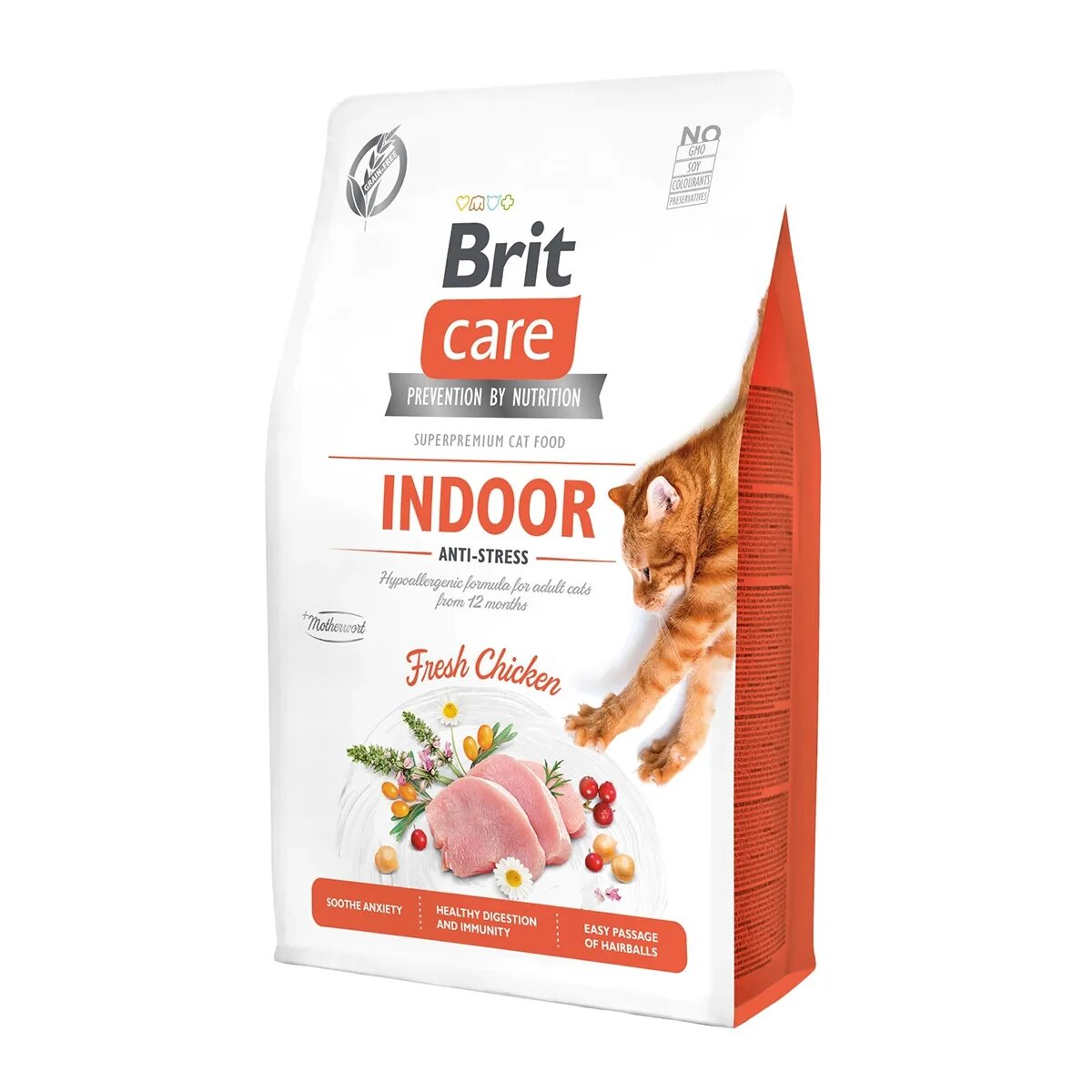 Brit Care Indoor Anti-Stress Pui hrană uscată fără cereale pisici antistres 400g