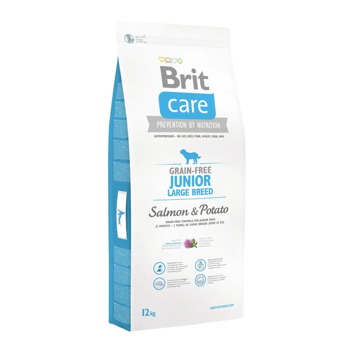 Brit Care Junior Large Breed L-XL Somon cu Cartofi hrană uscată fără cereale câini junior 12kg