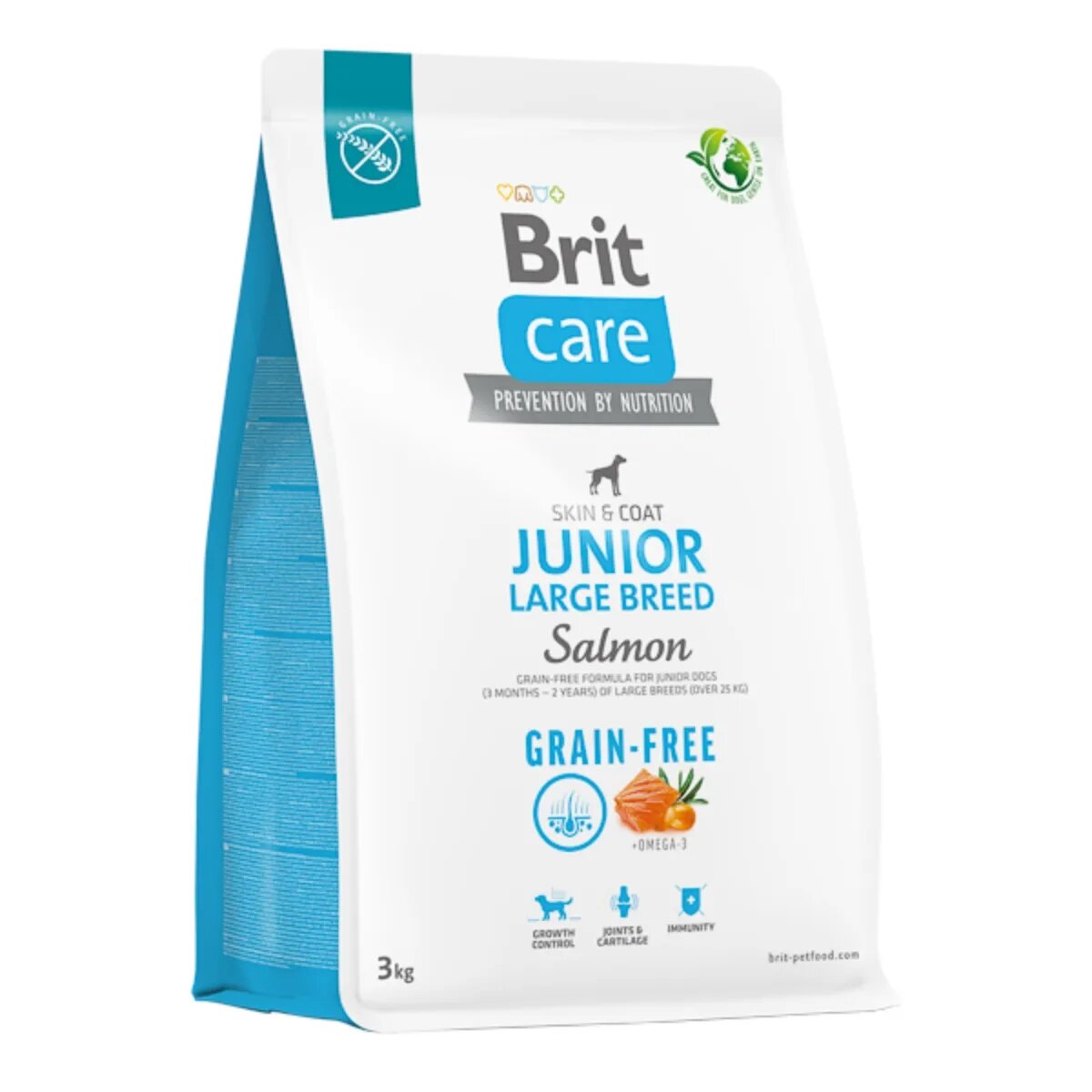 Brit Care L-XL Somon hrană uscată fără cereale câini junior piele & blană Care Grain-Free Junior Large Breed L-XL Somon hrană uscată fără cereale câini junior piele & blană 3kg