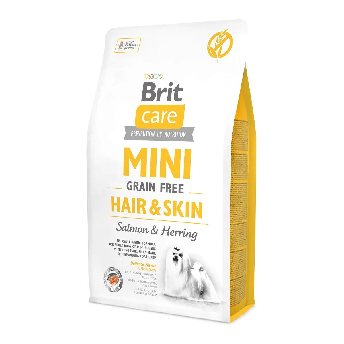 Brit Care Mini Hair & Skin Adult XS-S Somon hrană uscată fără cereale câini piele și blană 2kg