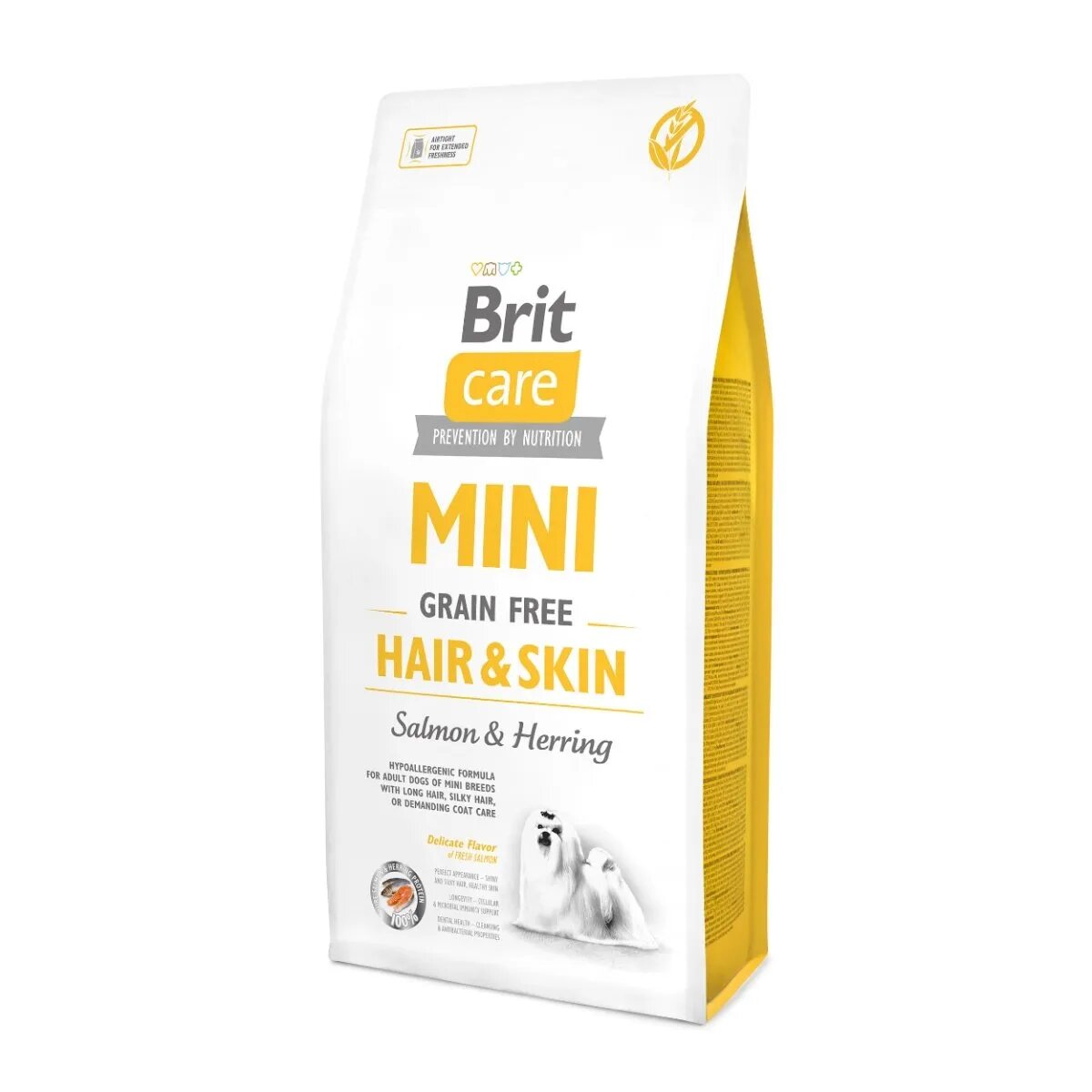 Brit Care Mini Hair & Skin Adult XS-S Somon hrană uscată fără cereale câini piele și blană 7kg