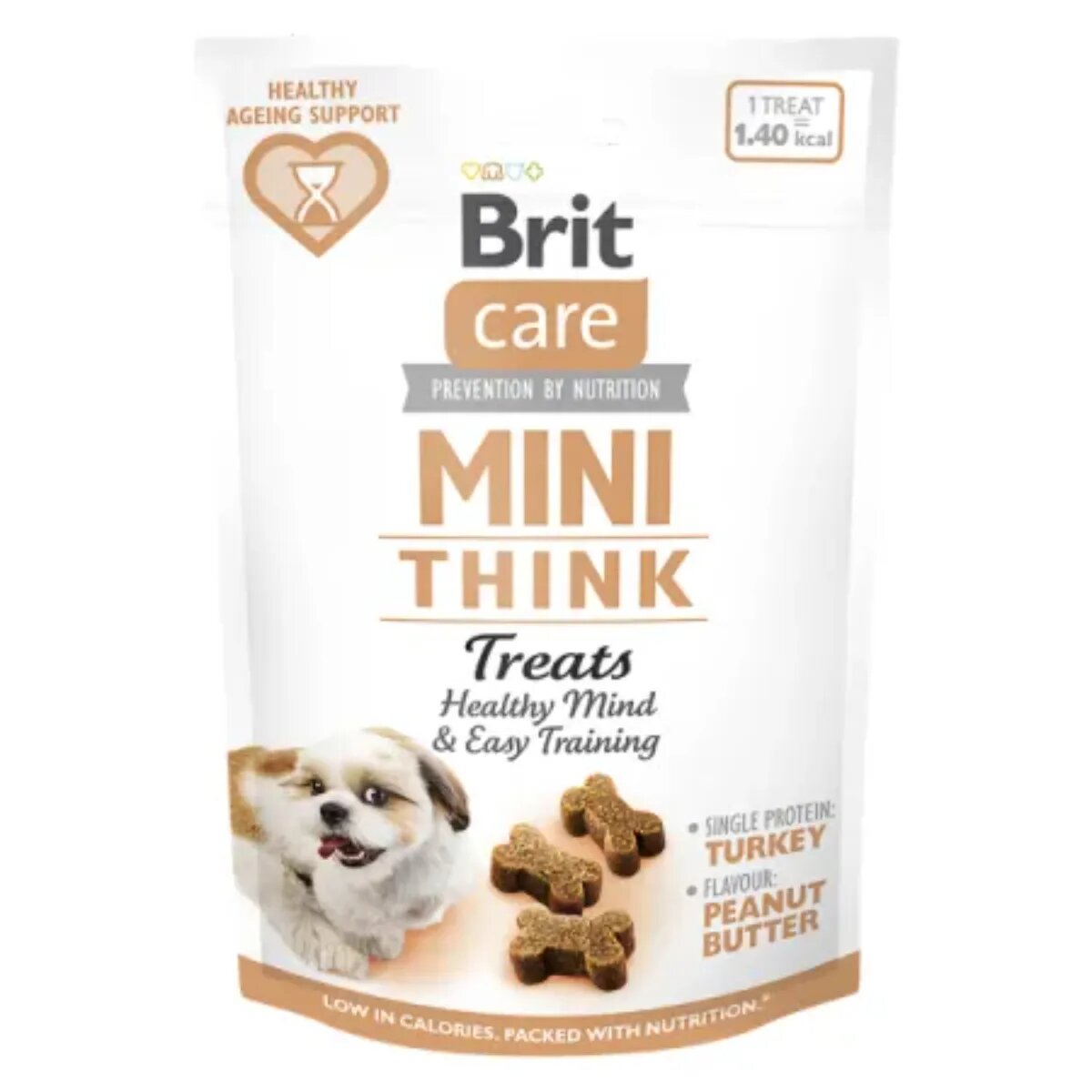 Brit Care Mini Think XS-S Curcan punguță recompense funcționale fără cereale câini sistem nervos & calmante 50g