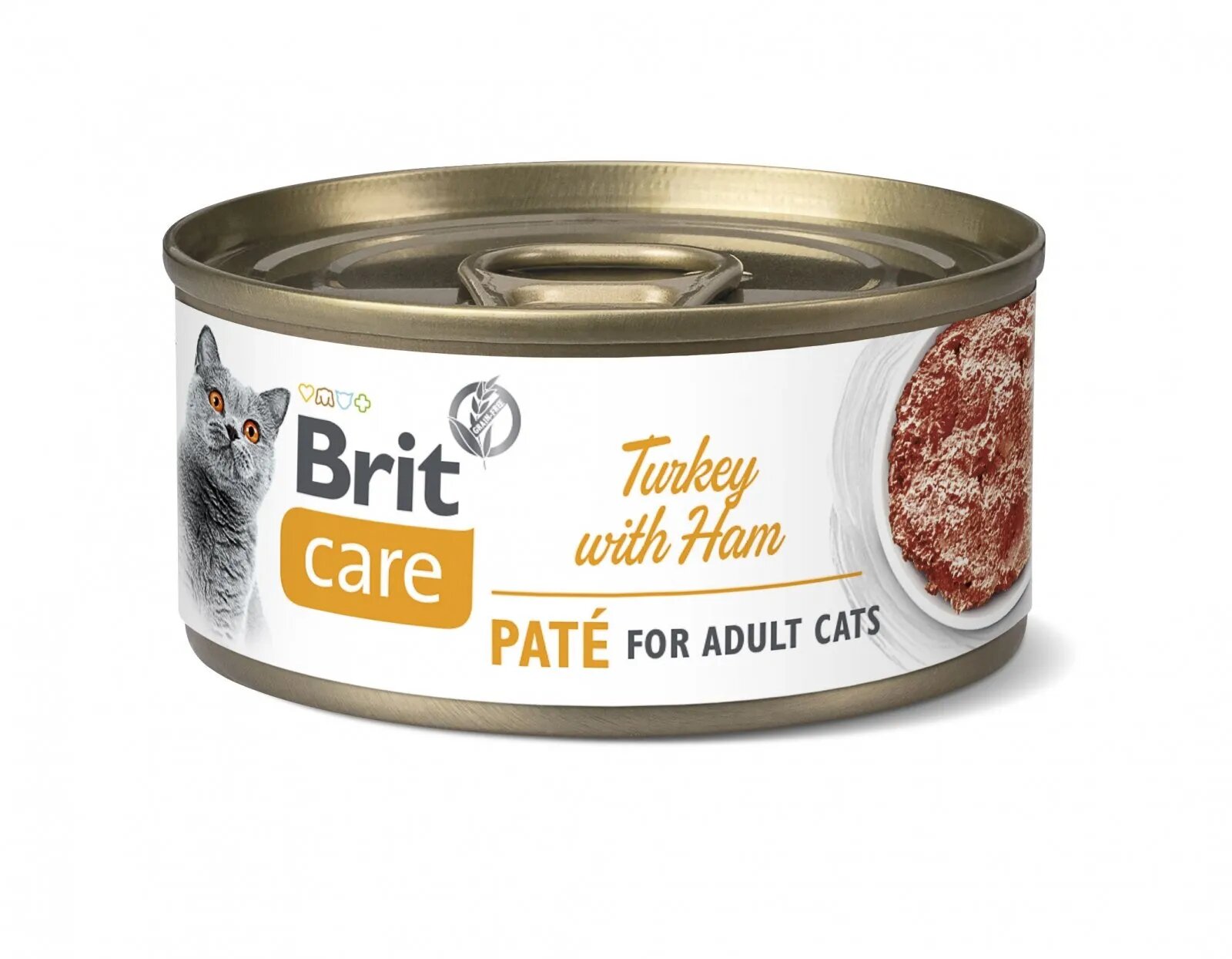 Brit Care Pate Curcan și Șuncă conservă hrană umedă conținut redus cereale pisici (pate) 70g