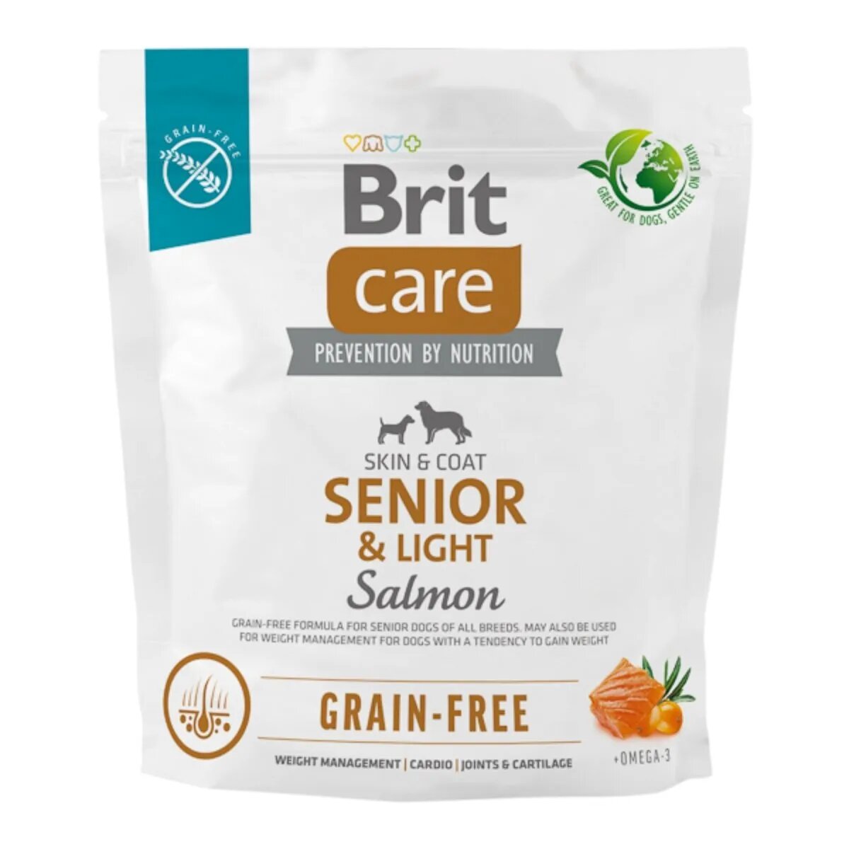 Brit Care Senior & Light XS-XL Somon hrană uscată fără cereale câini senior obezitate 1kg