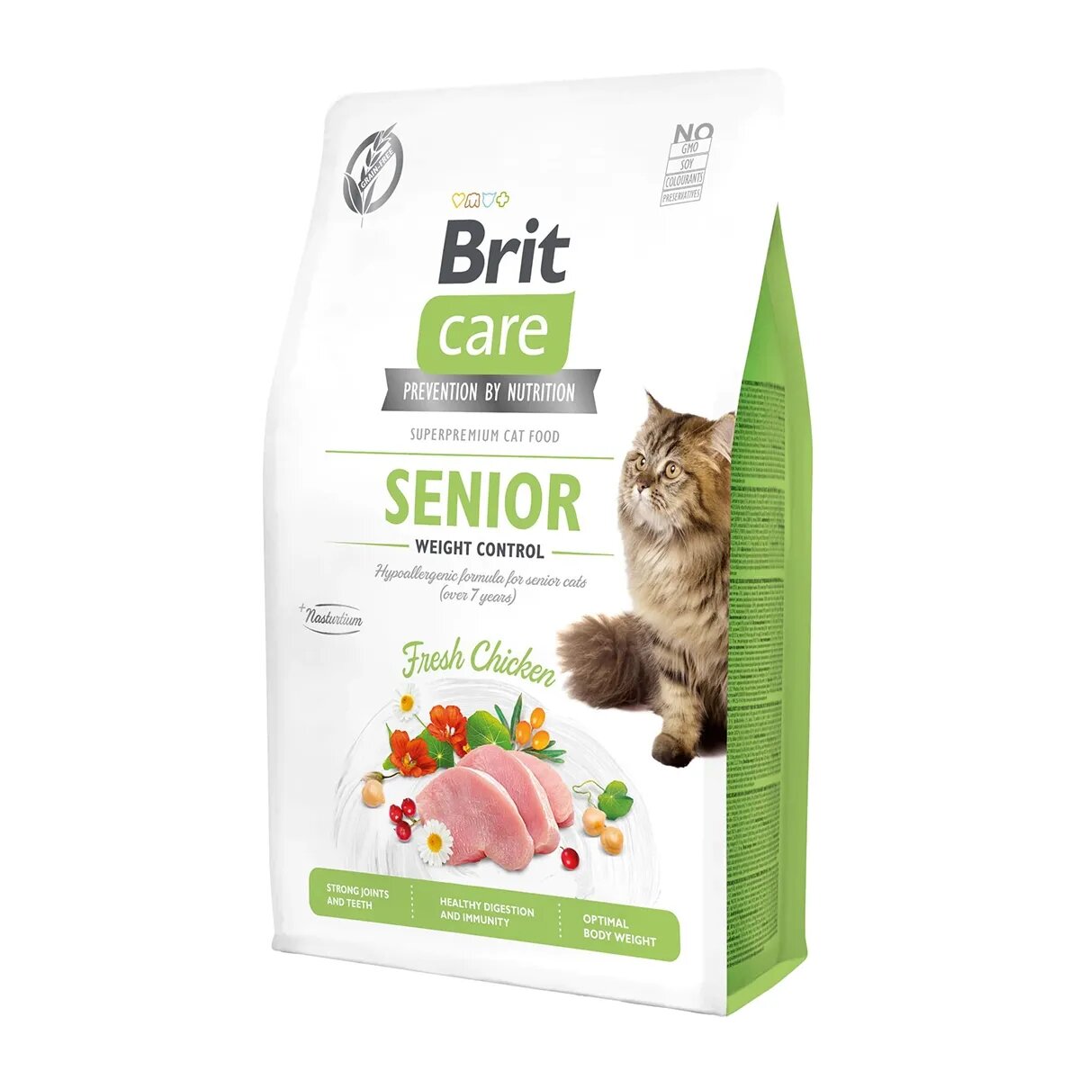 Brit Care Senior Weight Control Pui hrană uscată fără cerele pisici senior managementul greutății 400g