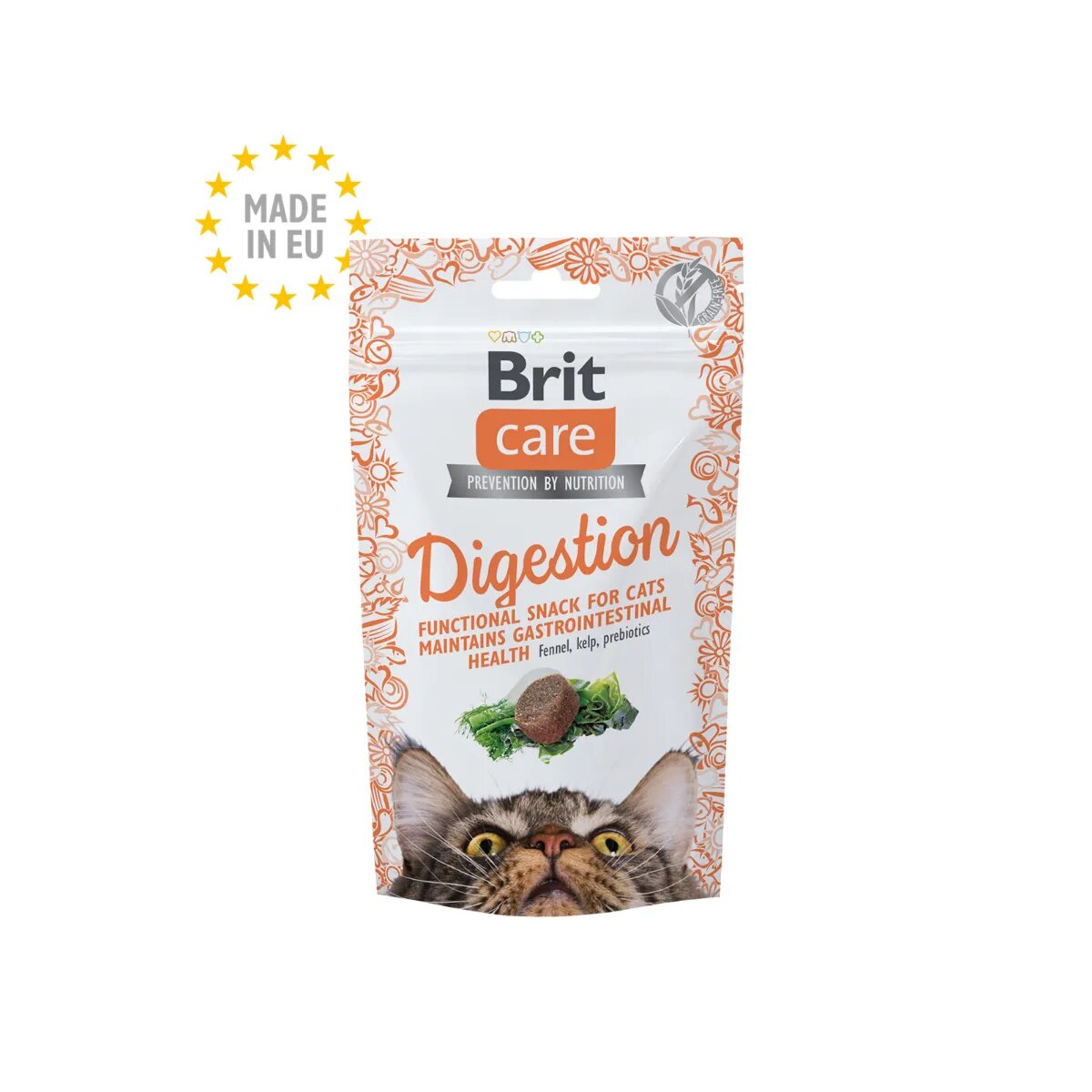 Brit Care Snack Digestion Ton și Pui punguță recompense funcționale pisici sistem digestiv 50g
