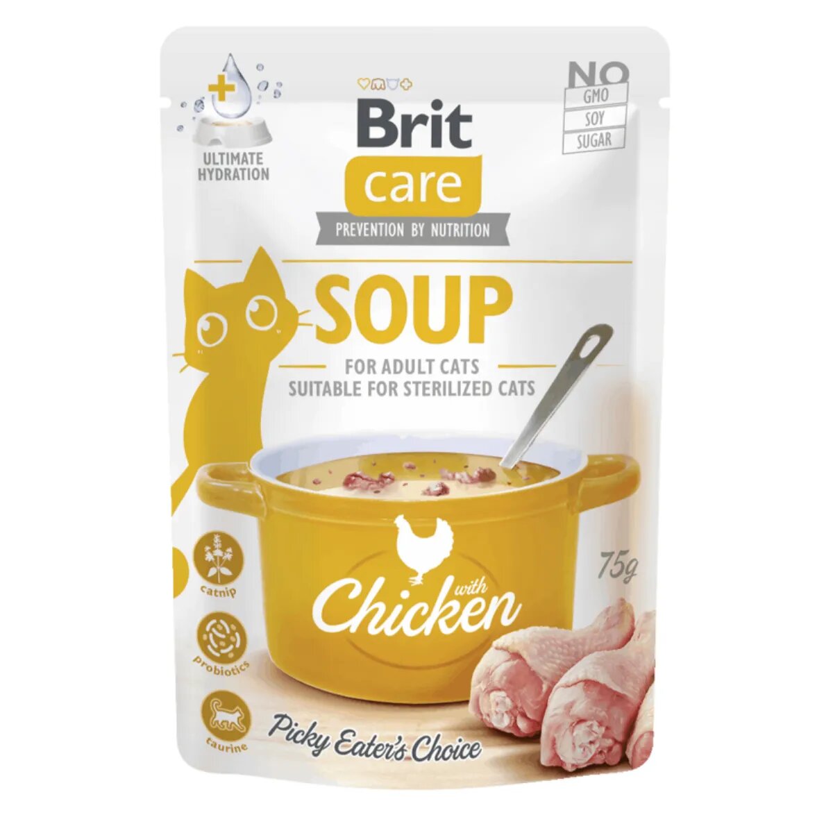 Brit Care Soup Pui plic hrană umedă fără cereale pisici apetit capricios (topping) 75g