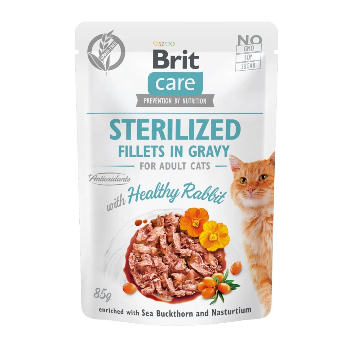 Brit Care Sterilized Fillets In Gravy Iepure plic hrană umedă fără cereale pisici sterilizate (în sos) 85g