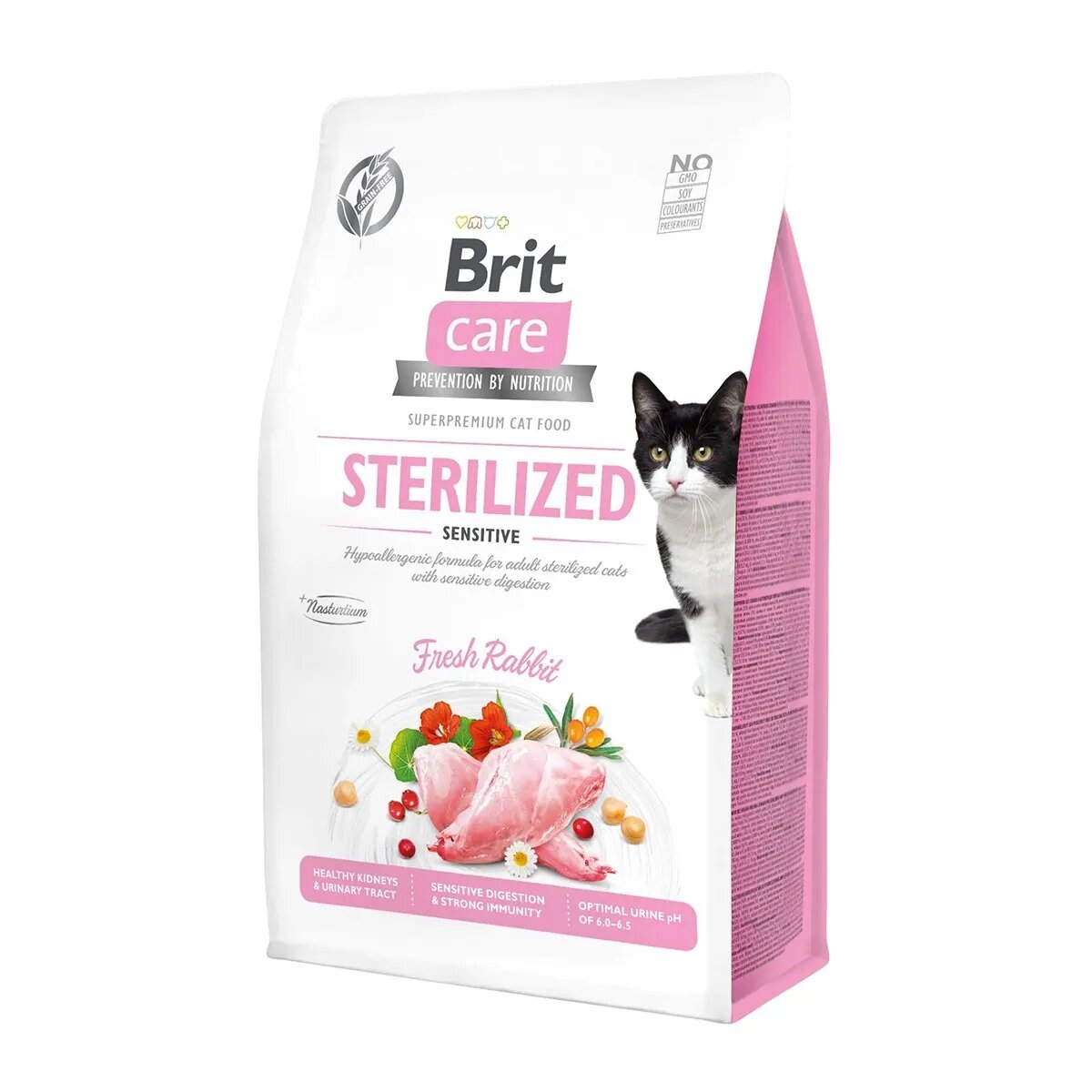 Brit Care Sterilized Sensitive Iepure hrană uscată fără cereale pisici sterilizate 2kg