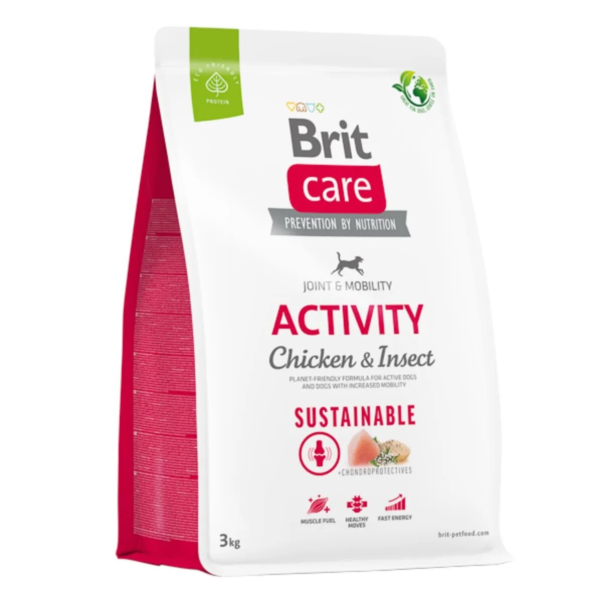 Brit Care Sustainable Activity XS-XL Pui și Insecte hrană uscată câini activitate intensă sistem articular 3kg